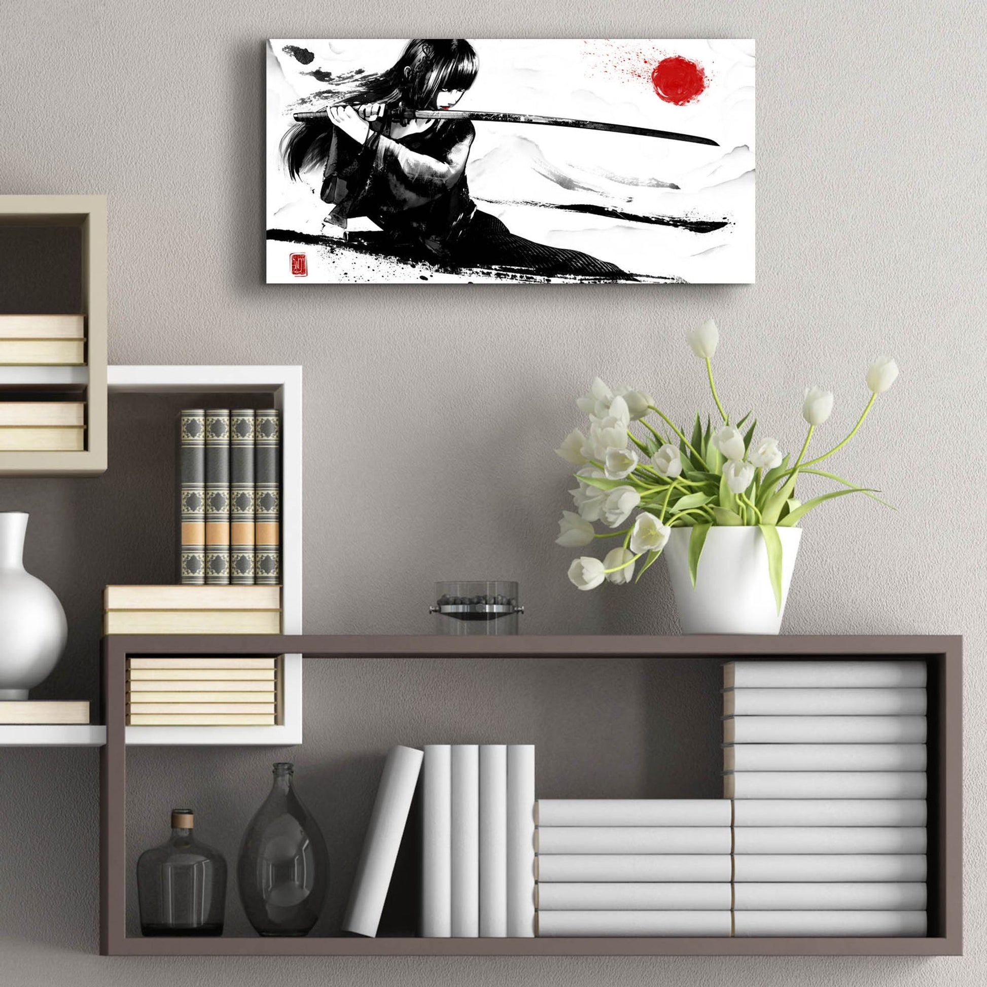 Epic Art 'Girl with Katana' by Epic Portfolio, Acrylic Glass Wall Art,24x12