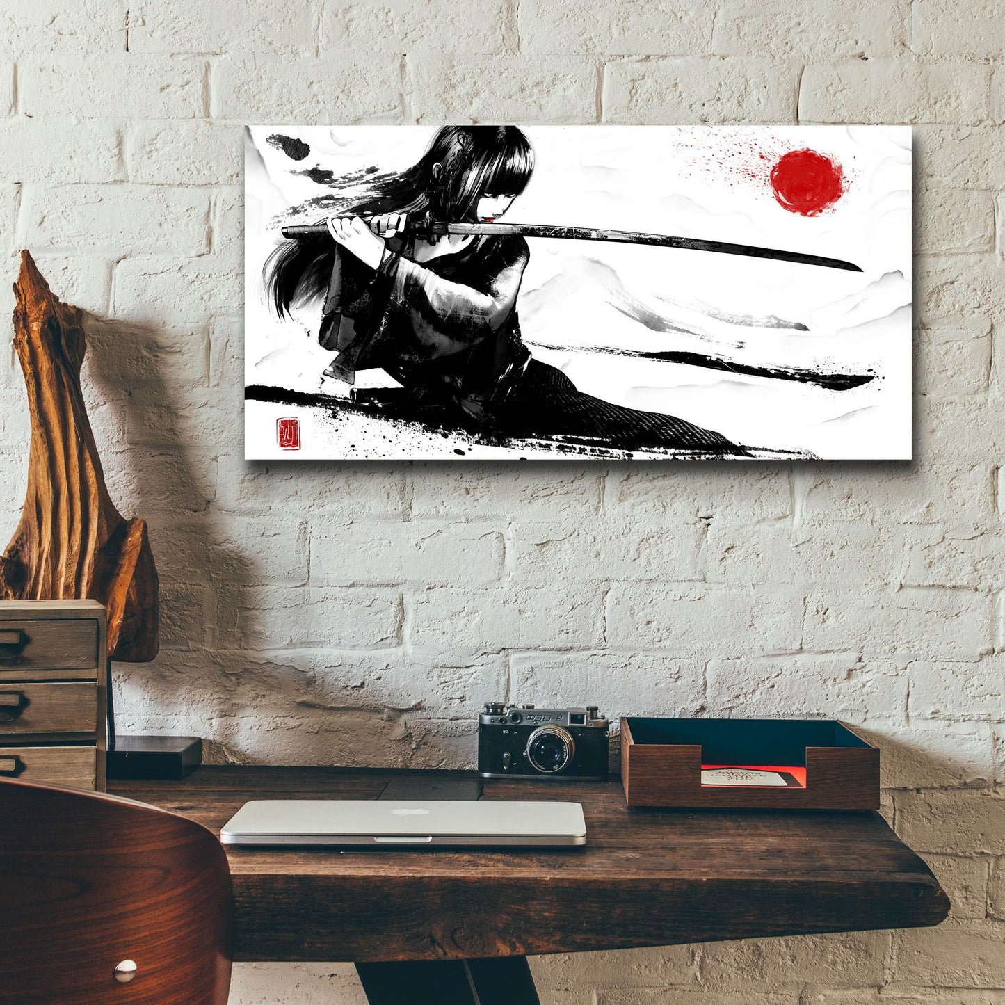 Epic Art 'Girl with Katana' by Epic Portfolio, Acrylic Glass Wall Art,24x12