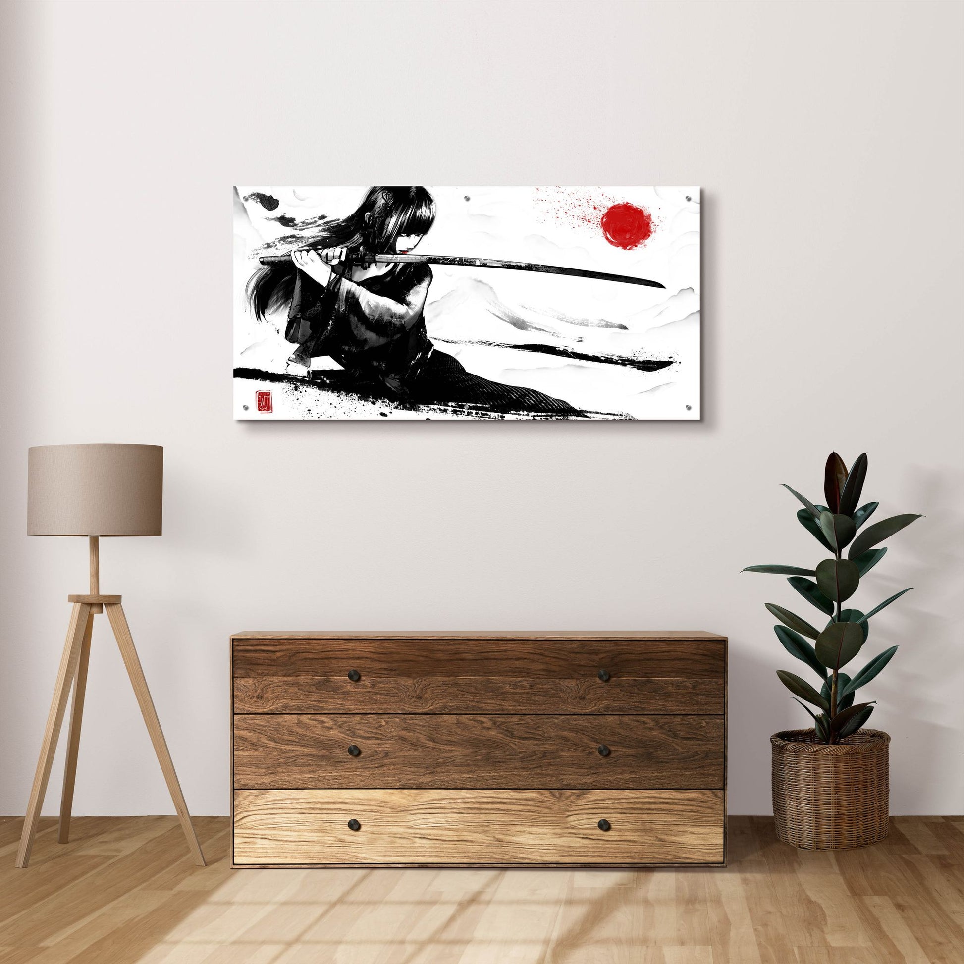 Epic Art 'Girl with Katana' by Epic Portfolio, Acrylic Glass Wall Art,48x24