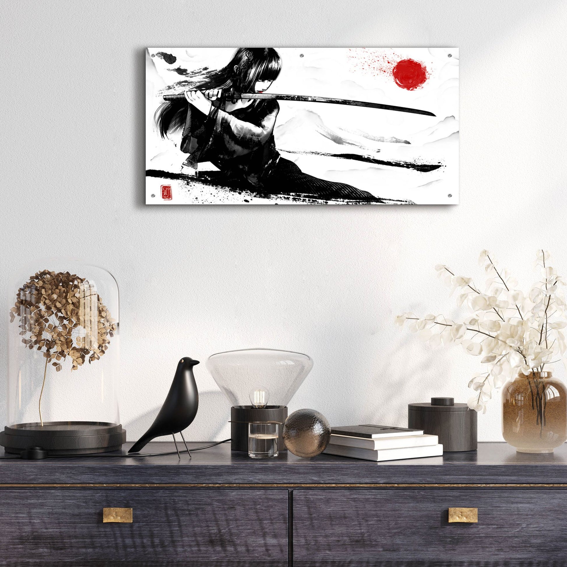 Epic Art 'Girl with Katana' by Epic Portfolio, Acrylic Glass Wall Art,48x24