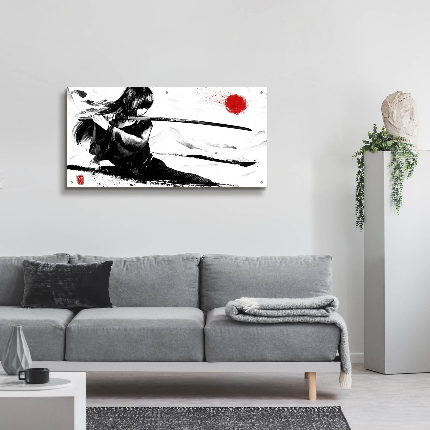 Epic Art 'Girl with Katana' by Epic Portfolio, Acrylic Glass Wall Art,48x24