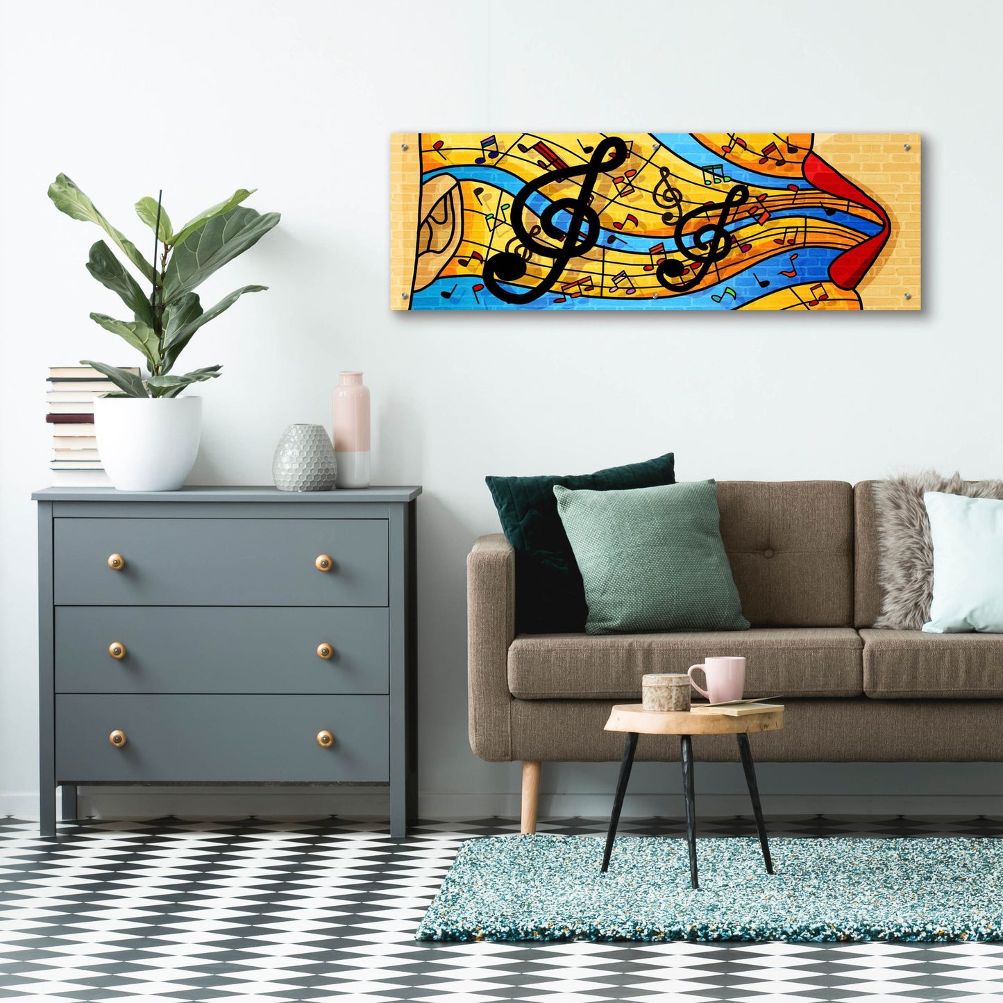 Epic Art 'Jazzy Ways' by Epic Portfolio, Acrylic Glass Wall Art,48x16