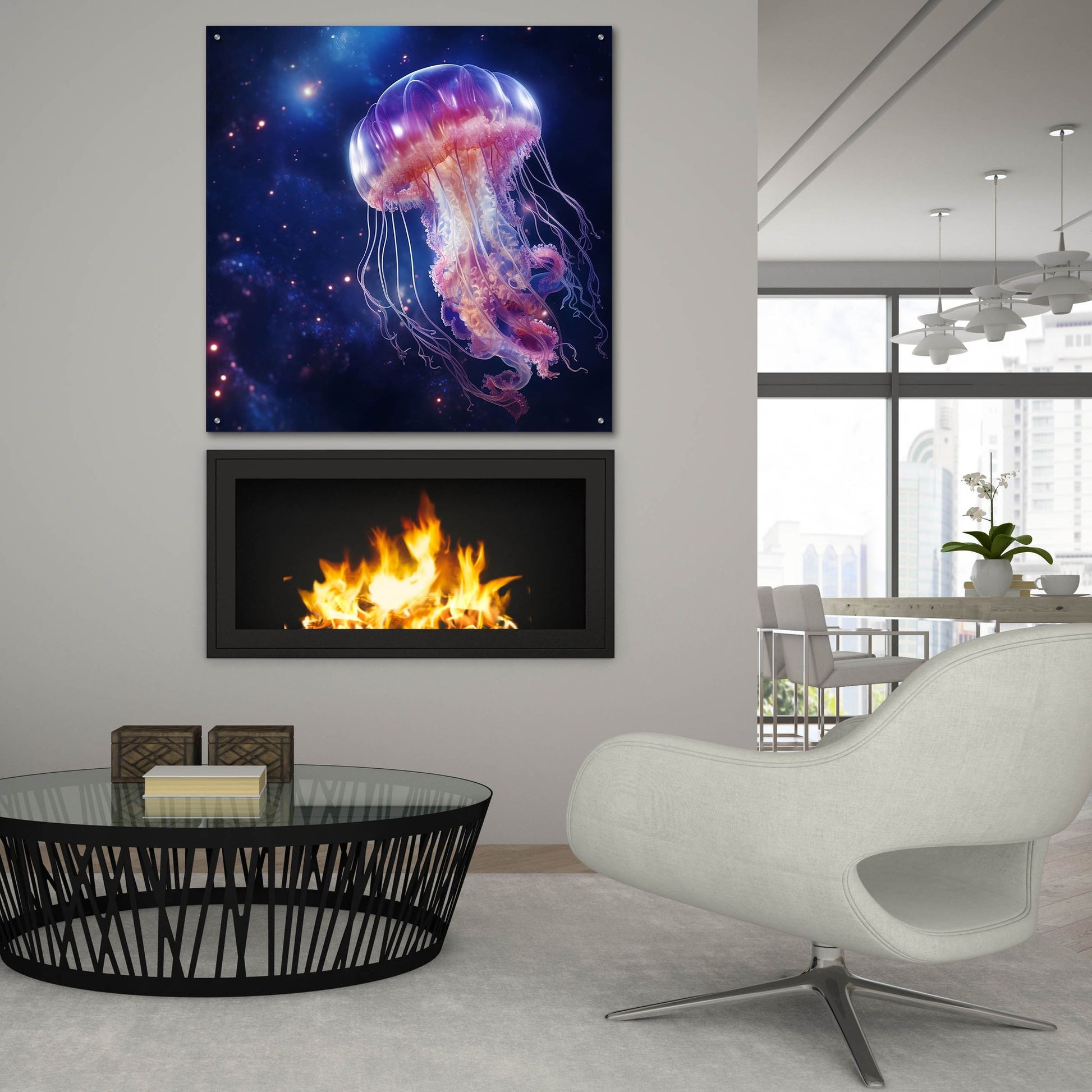 Epic Art 'Jelly Fish Giant' by Epic Portfolio, Acrylic Glass Wall Art,36x36