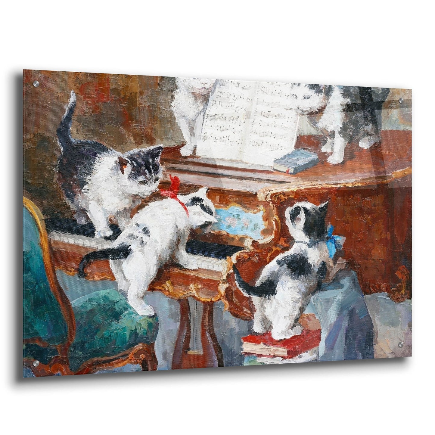 Epic Art 'Kittens Playing Piano' by Epic Portfolio, Acrylic Glass Wall Art,36x24