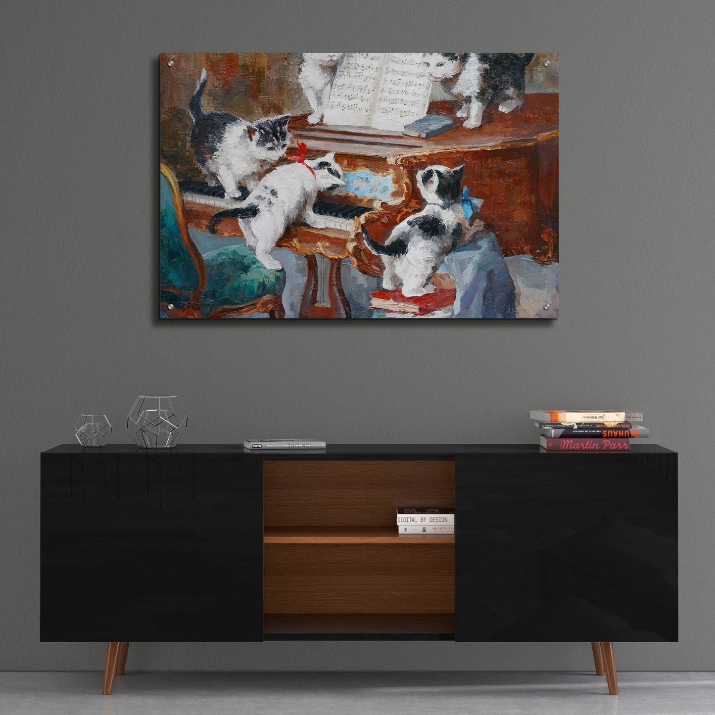 Epic Art 'Kittens Playing Piano' by Epic Portfolio, Acrylic Glass Wall Art,36x24