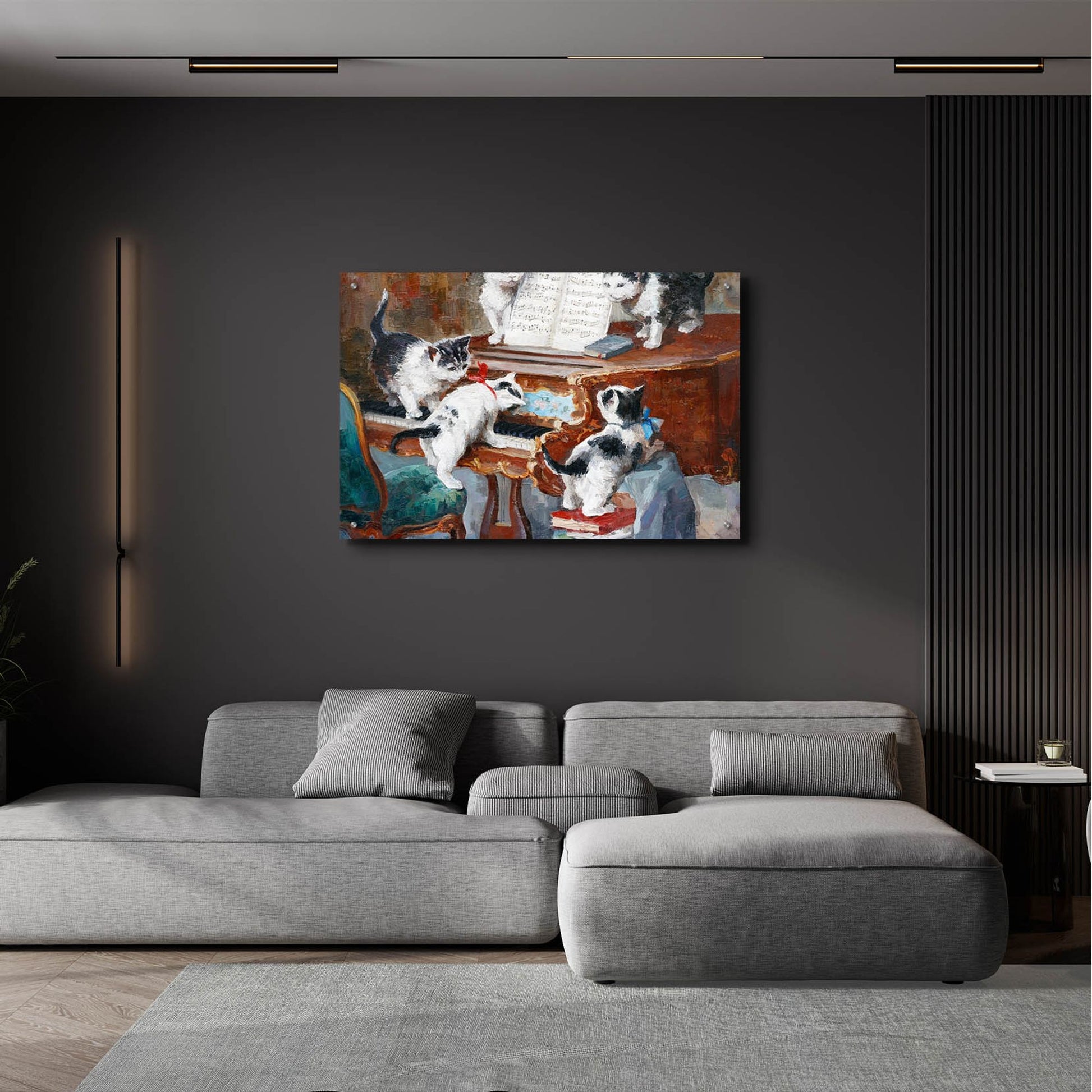 Epic Art 'Kittens Playing Piano' by Epic Portfolio, Acrylic Glass Wall Art,36x24