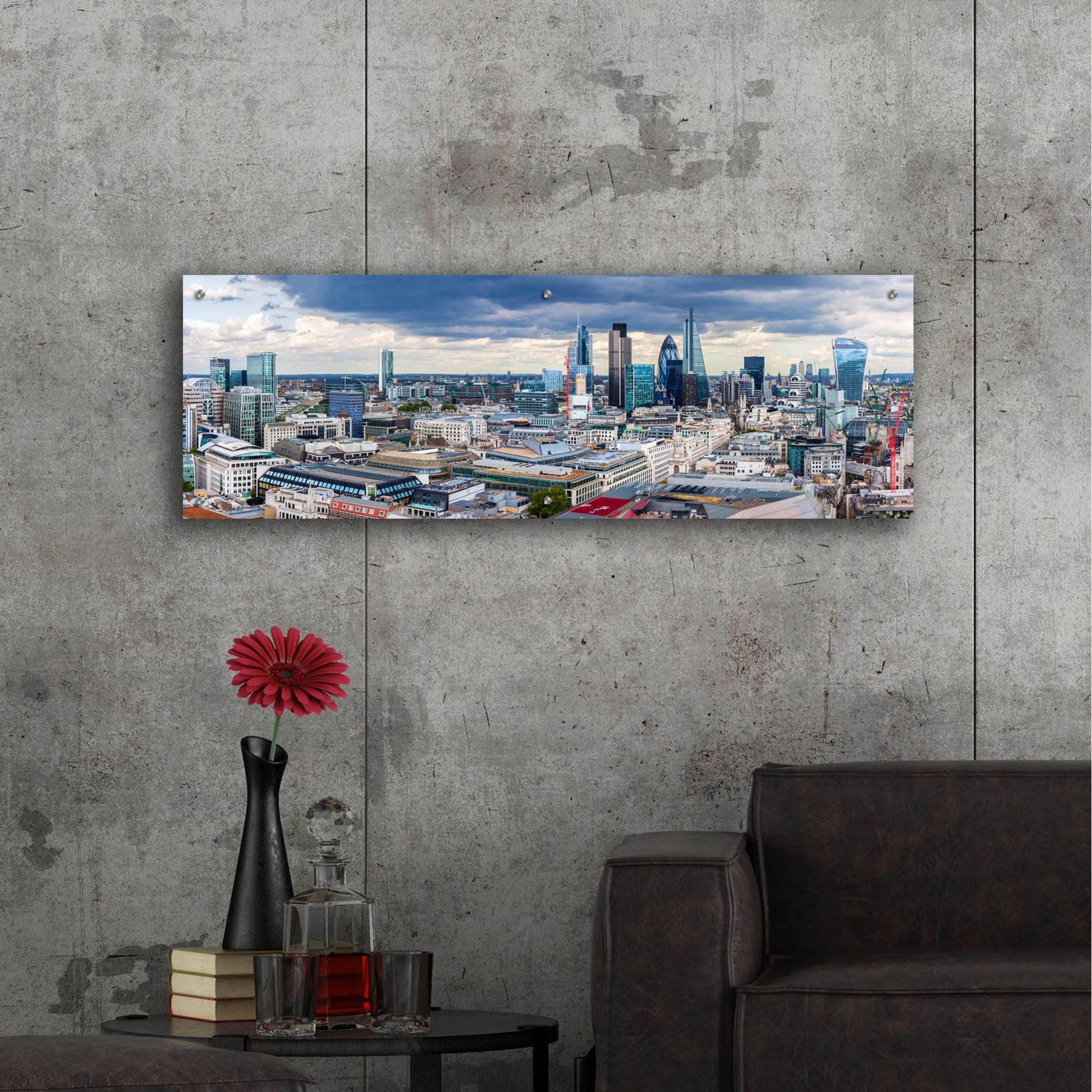 Epic Art 'London Panorama' by Epic Portfolio, Acrylic Glass Wall Art,48x16