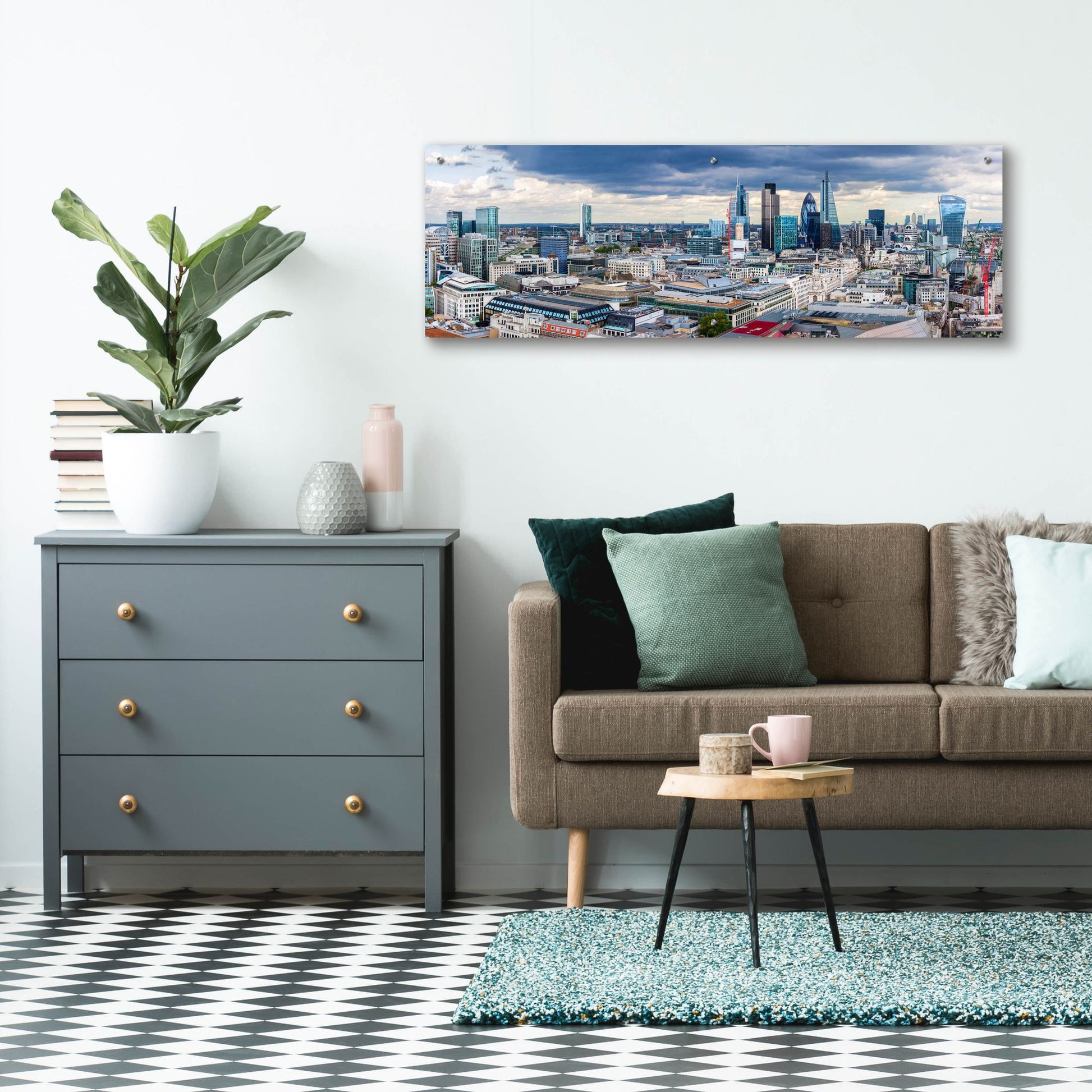 Epic Art 'London Panorama' by Epic Portfolio, Acrylic Glass Wall Art,48x16