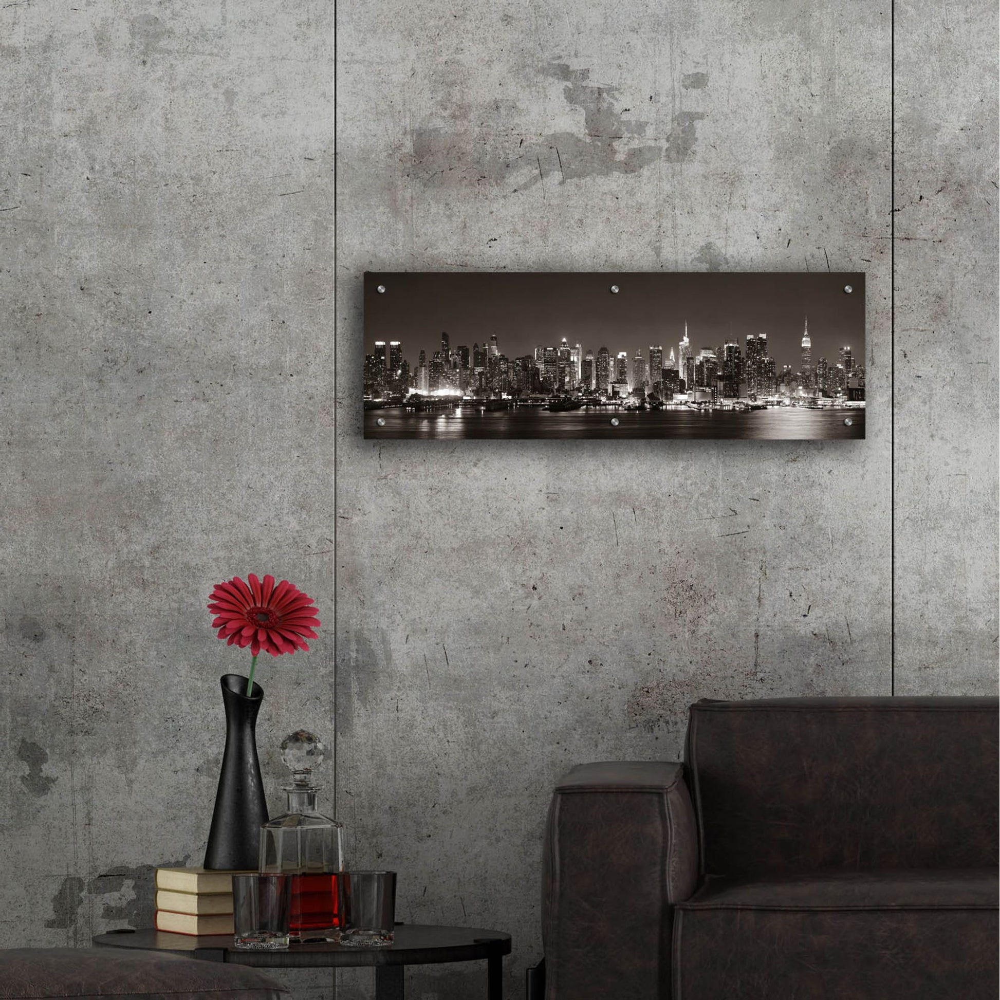 Epic Art 'Midtown Manhattan Skyline' by Epic Portfolio, Acrylic Glass Wall Art,36x12