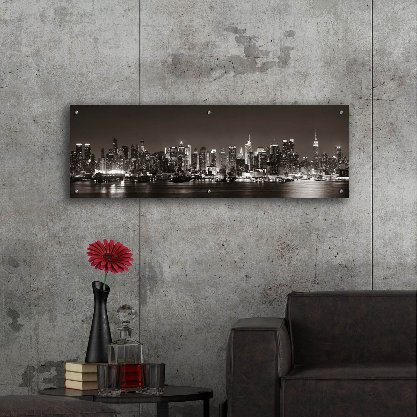 Epic Art 'Midtown Manhattan Skyline' by Epic Portfolio, Acrylic Glass Wall Art,48x16