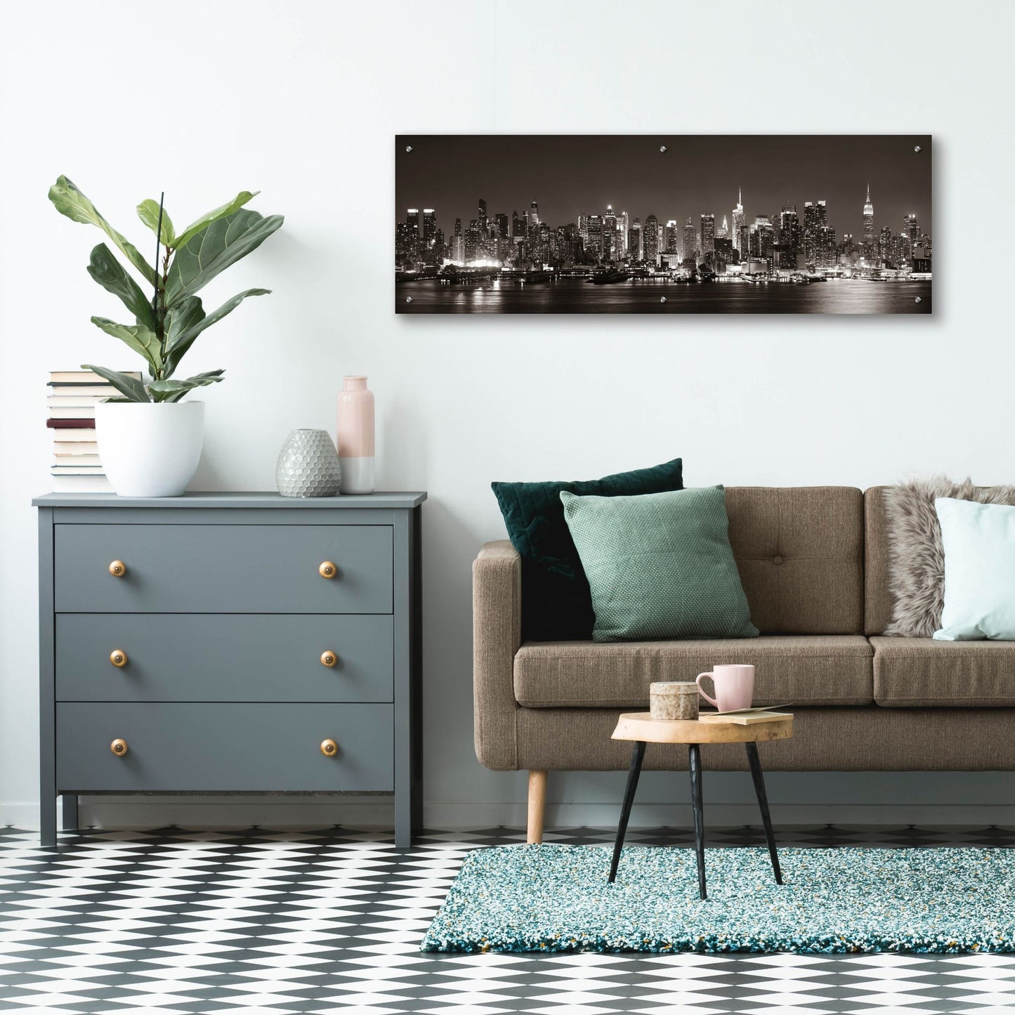 Epic Art 'Midtown Manhattan Skyline' by Epic Portfolio, Acrylic Glass Wall Art,48x16