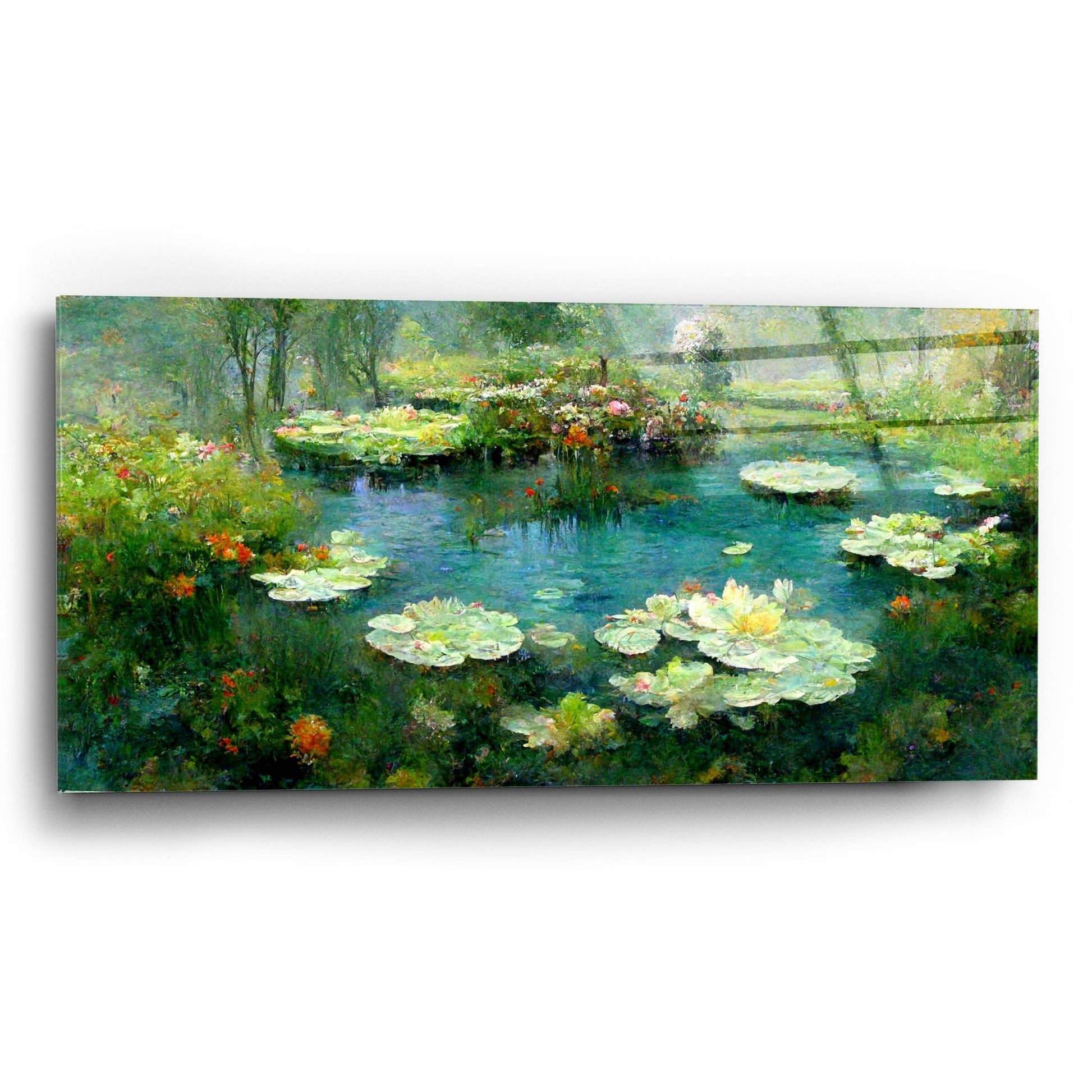 Epic Art 'Pond Lilies' by Epic Portfolio, Acrylic Glass Wall Art,24x12