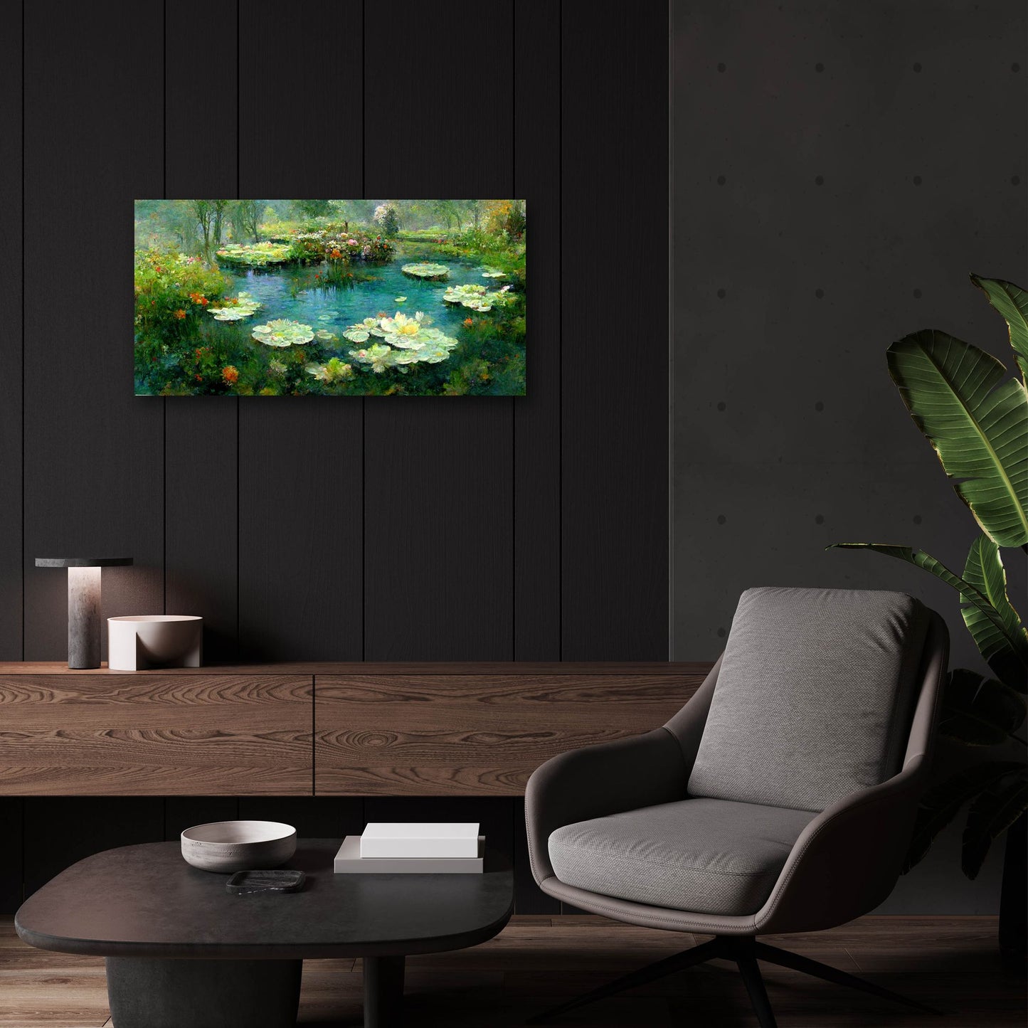 Epic Art 'Pond Lilies' by Epic Portfolio, Acrylic Glass Wall Art,24x12