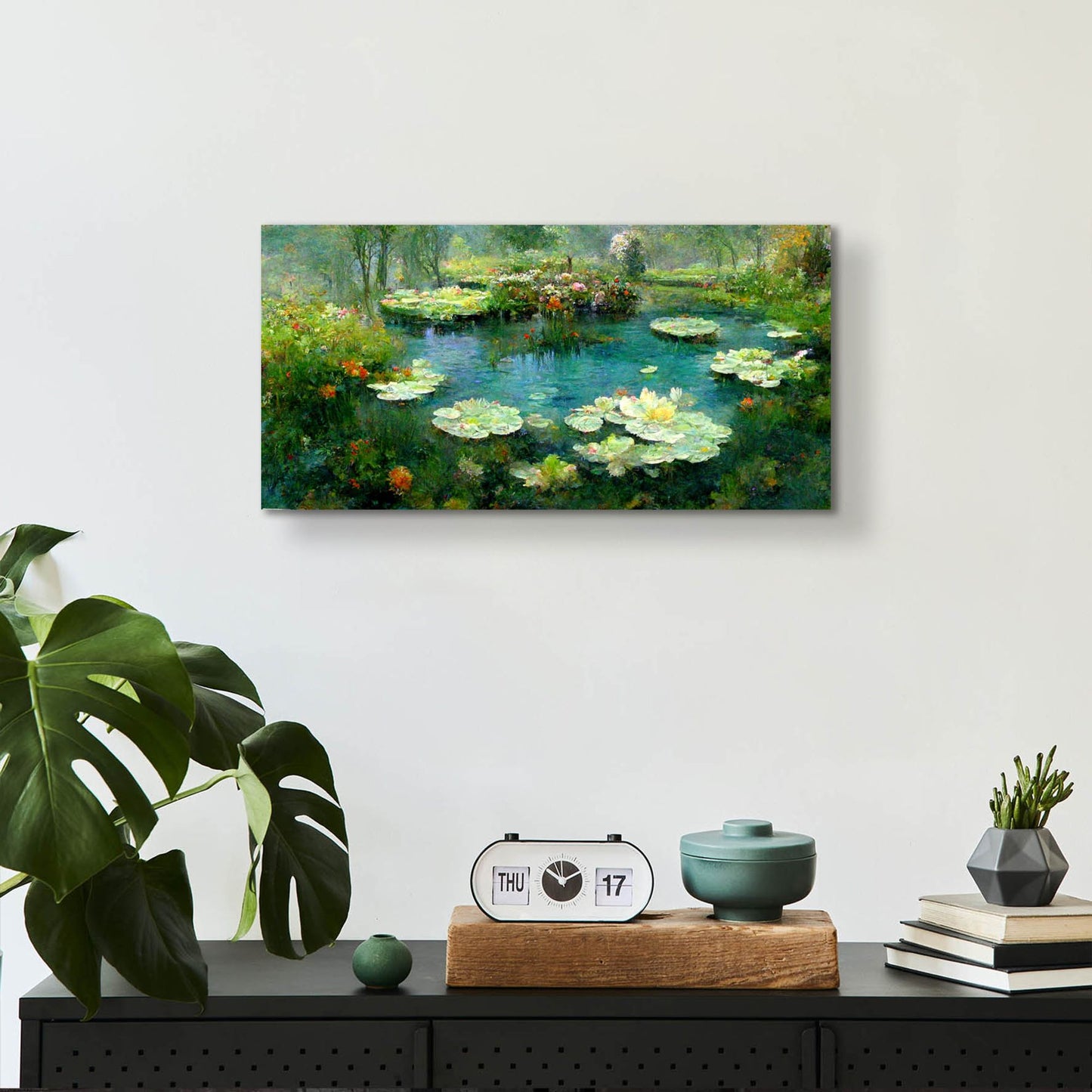 Epic Art 'Pond Lilies' by Epic Portfolio, Acrylic Glass Wall Art,24x12