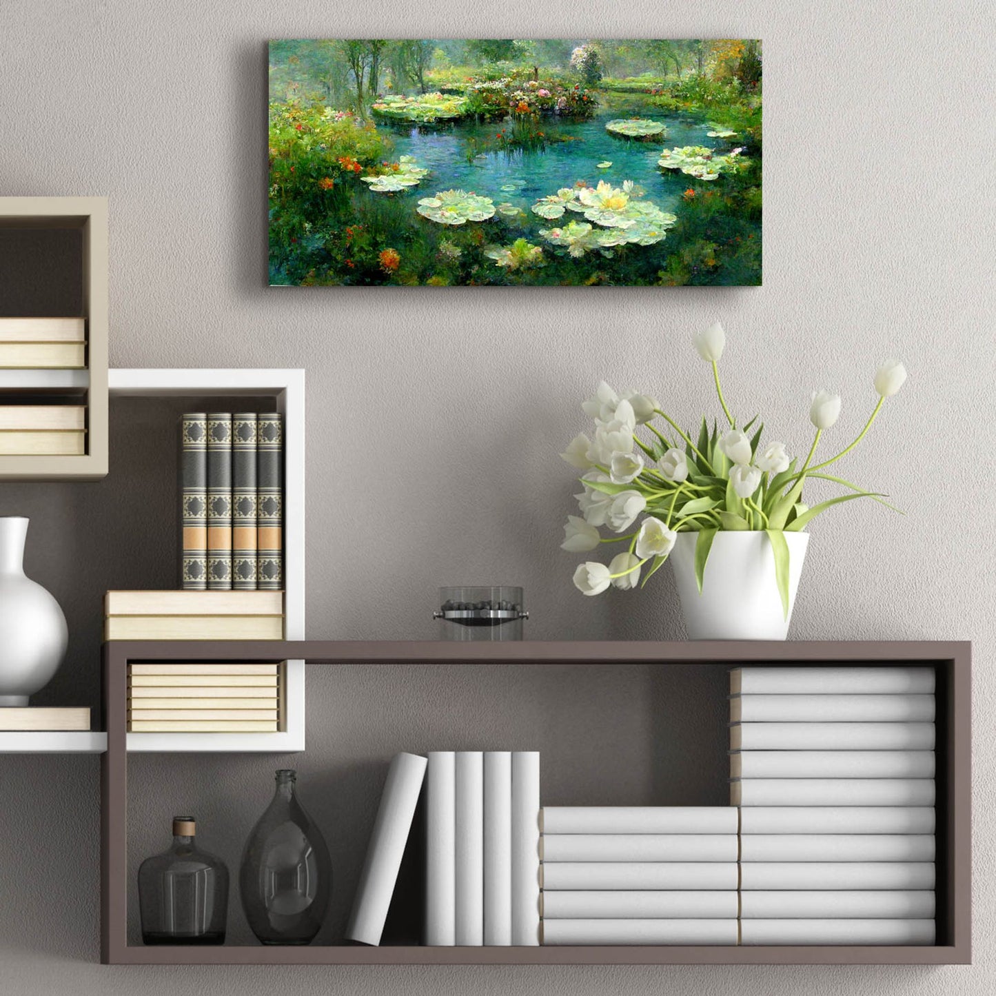 Epic Art 'Pond Lilies' by Epic Portfolio, Acrylic Glass Wall Art,24x12