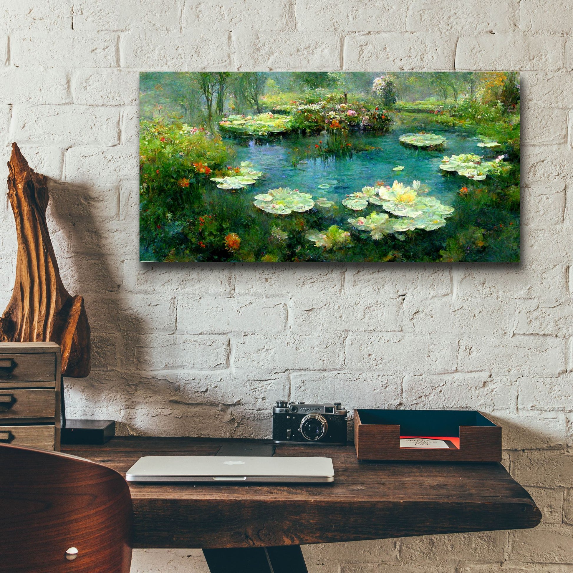 Epic Art 'Pond Lilies' by Epic Portfolio, Acrylic Glass Wall Art,24x12