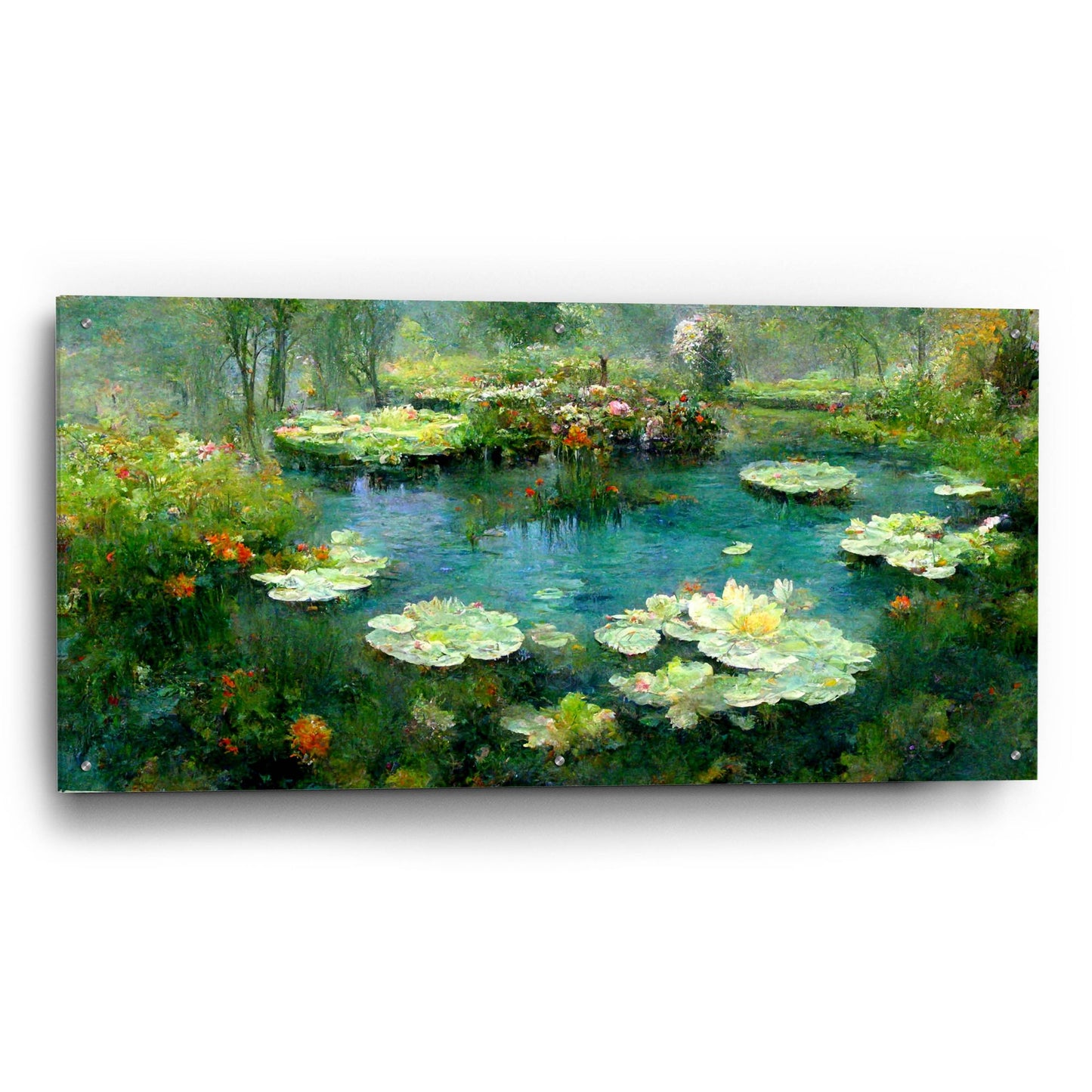 Epic Art 'Pond Lilies' by Epic Portfolio, Acrylic Glass Wall Art,48x24