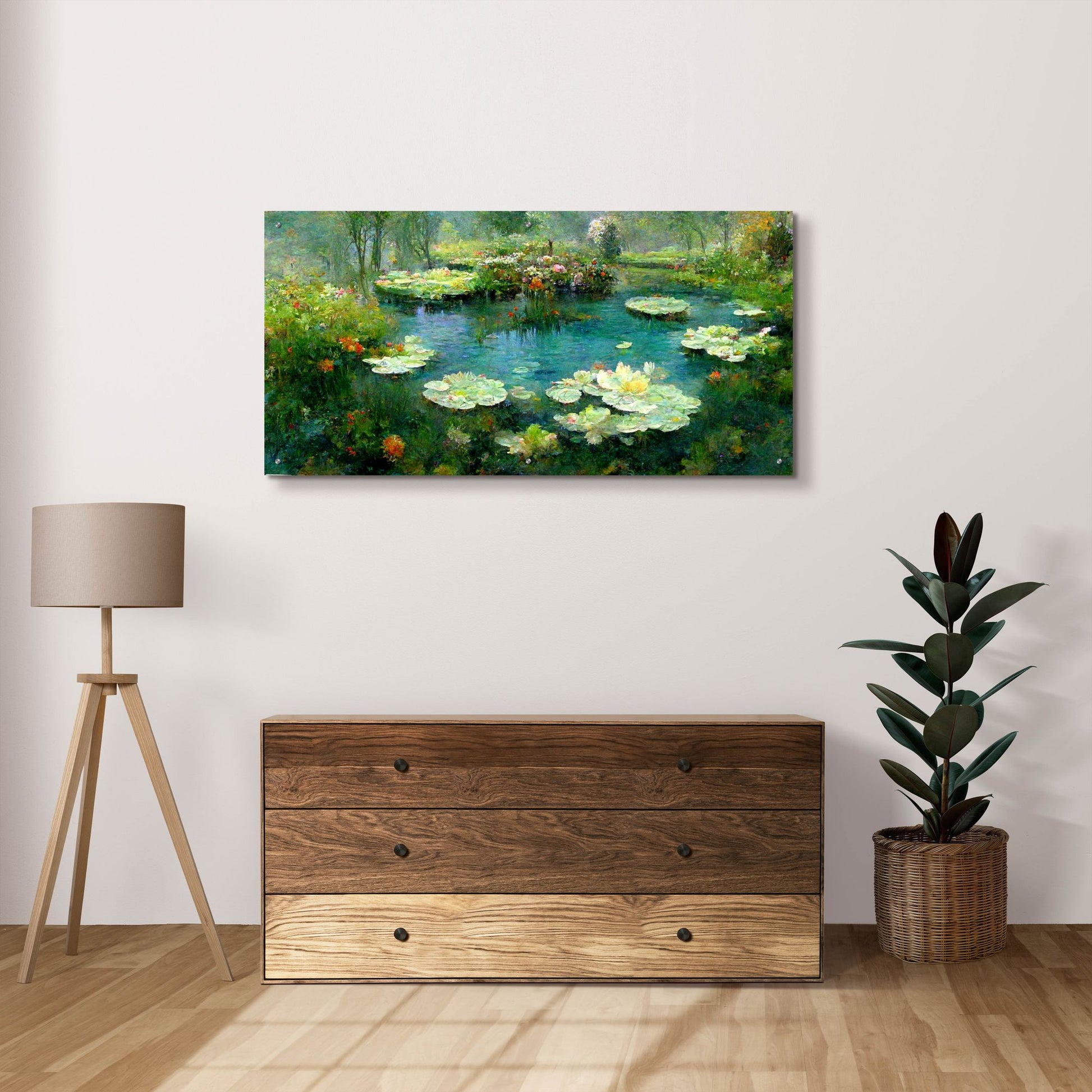 Epic Art 'Pond Lilies' by Epic Portfolio, Acrylic Glass Wall Art,48x24