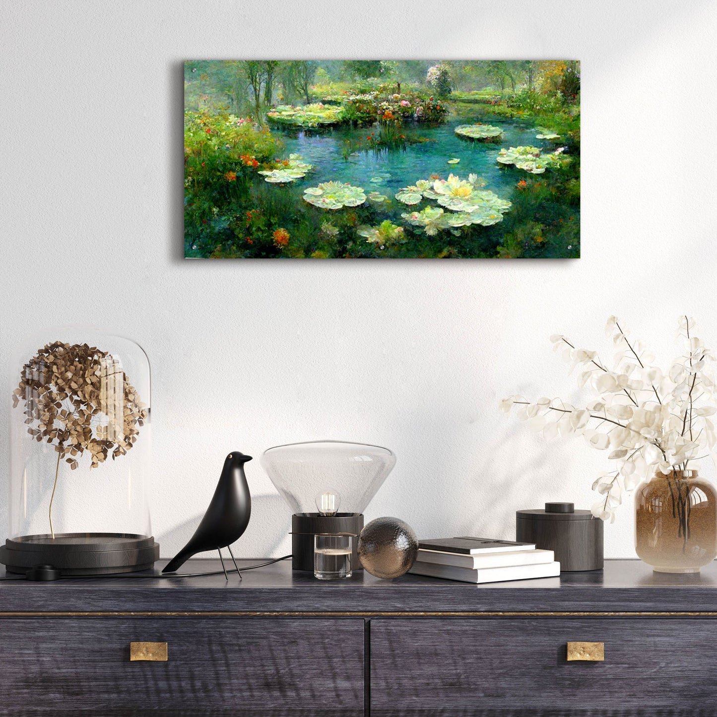 Epic Art 'Pond Lilies' by Epic Portfolio, Acrylic Glass Wall Art,48x24