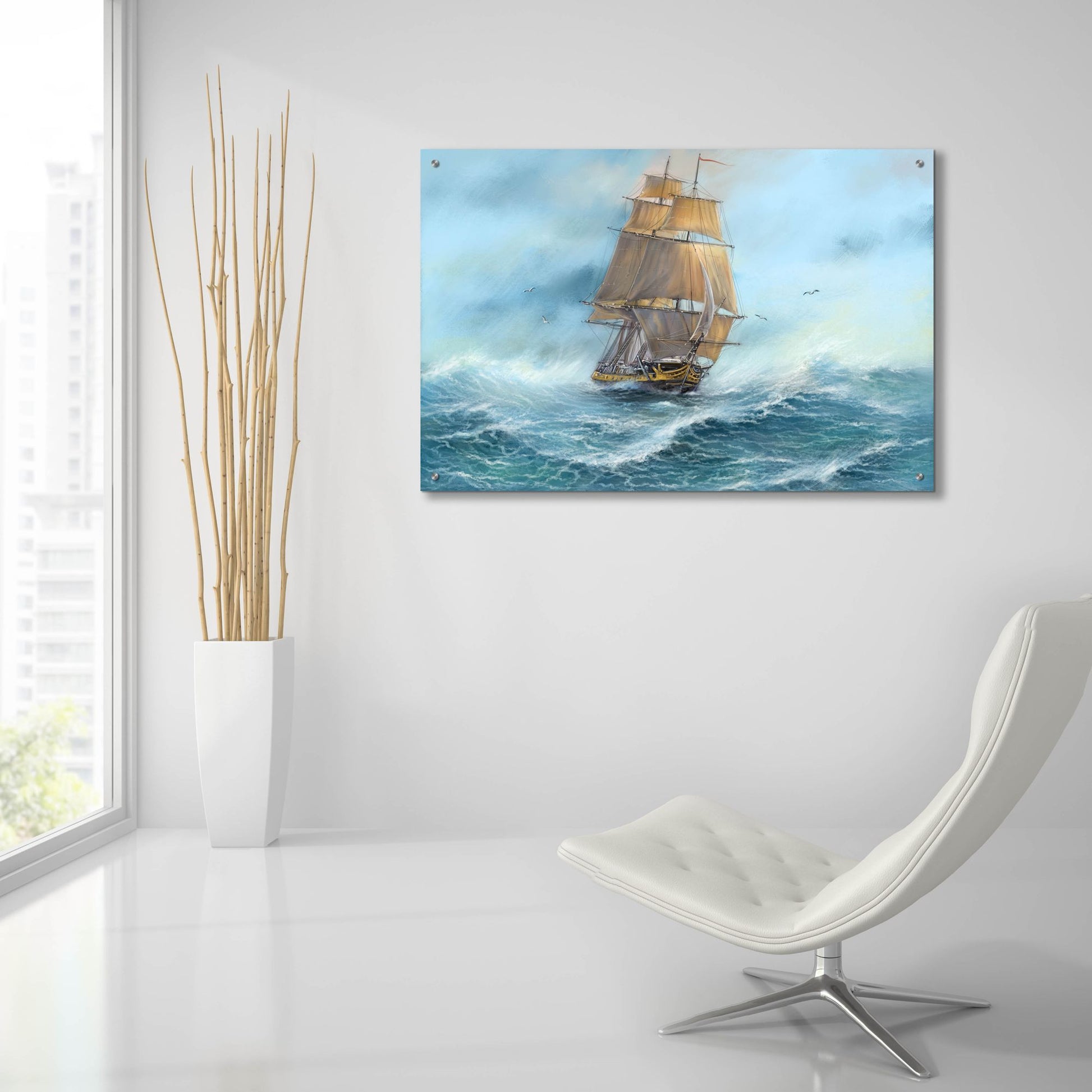 Epic Art 'Sailing the Ocean' by Epic Portfolio, Acrylic Glass Wall Art,36x24