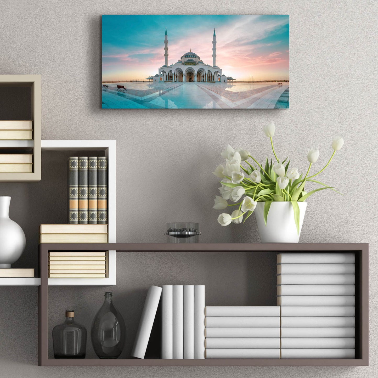 Epic Art 'Sharjah Mosque in Dubai' by Epic Portfolio, Acrylic Glass Wall Art,24x12