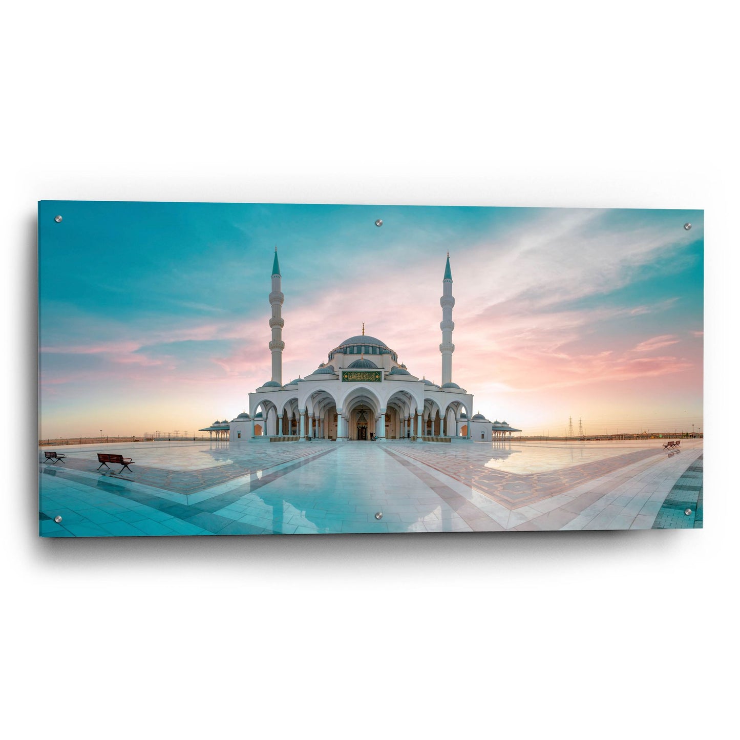 Epic Art 'Sharjah Mosque in Dubai' by Epic Portfolio, Acrylic Glass Wall Art,48x24