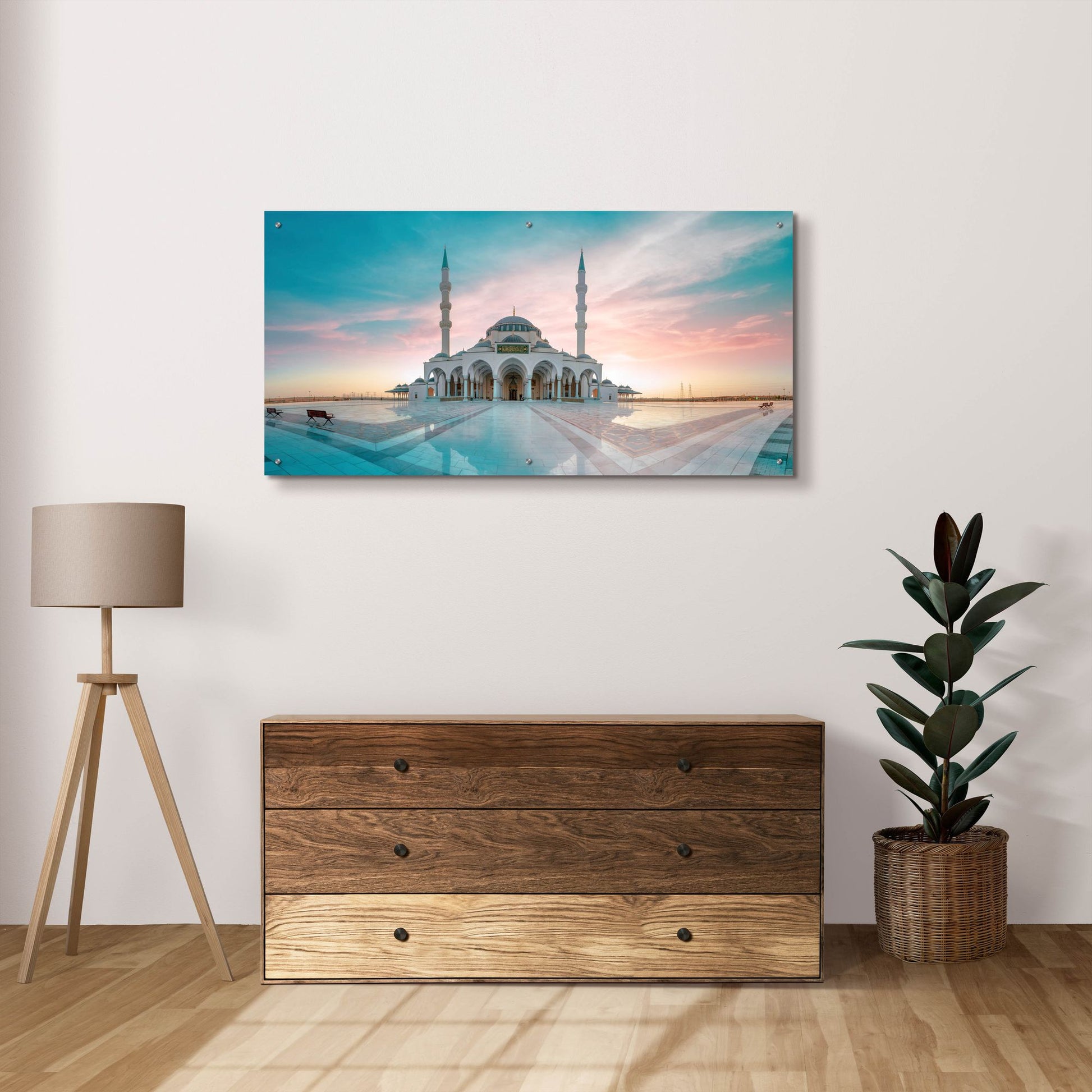 Epic Art 'Sharjah Mosque in Dubai' by Epic Portfolio, Acrylic Glass Wall Art,48x24