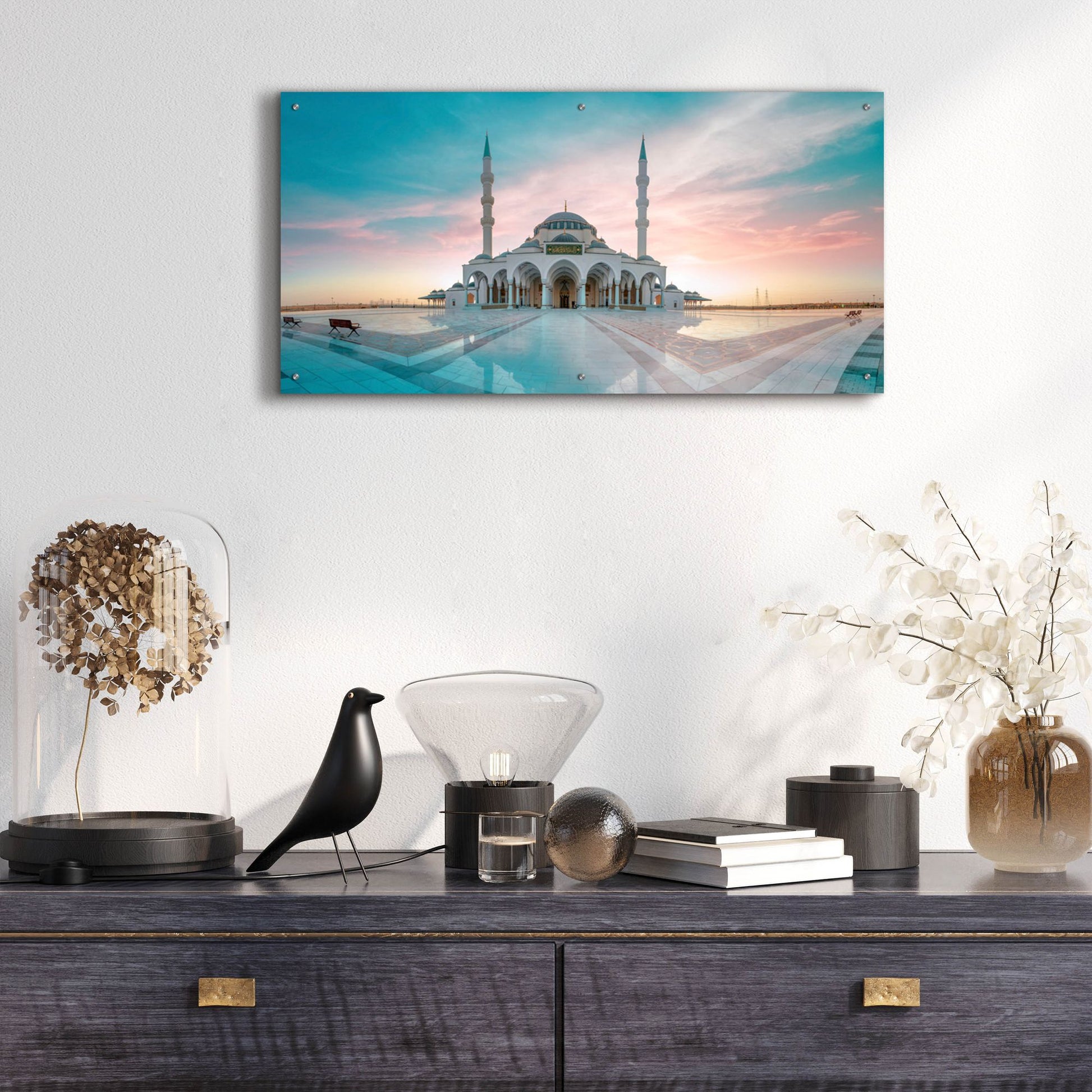 Epic Art 'Sharjah Mosque in Dubai' by Epic Portfolio, Acrylic Glass Wall Art,48x24