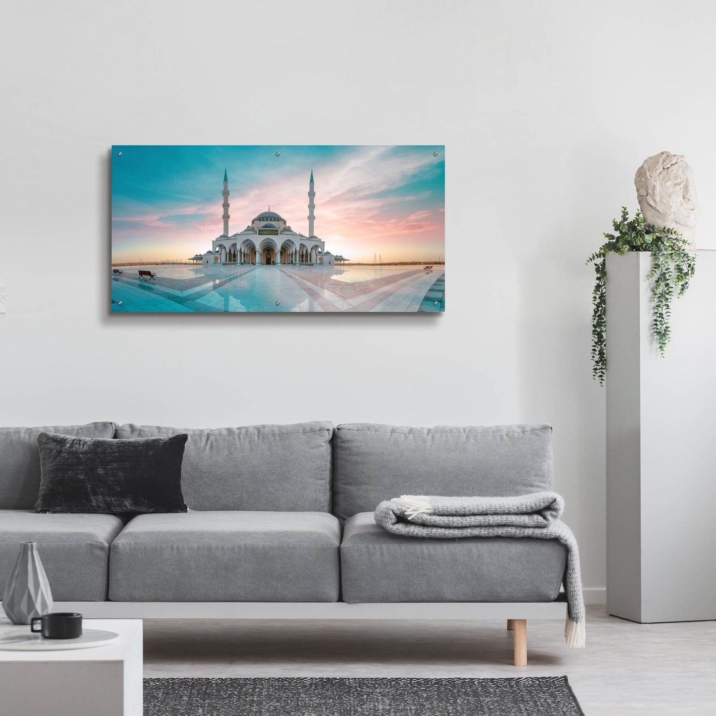 Epic Art 'Sharjah Mosque in Dubai' by Epic Portfolio, Acrylic Glass Wall Art,48x24