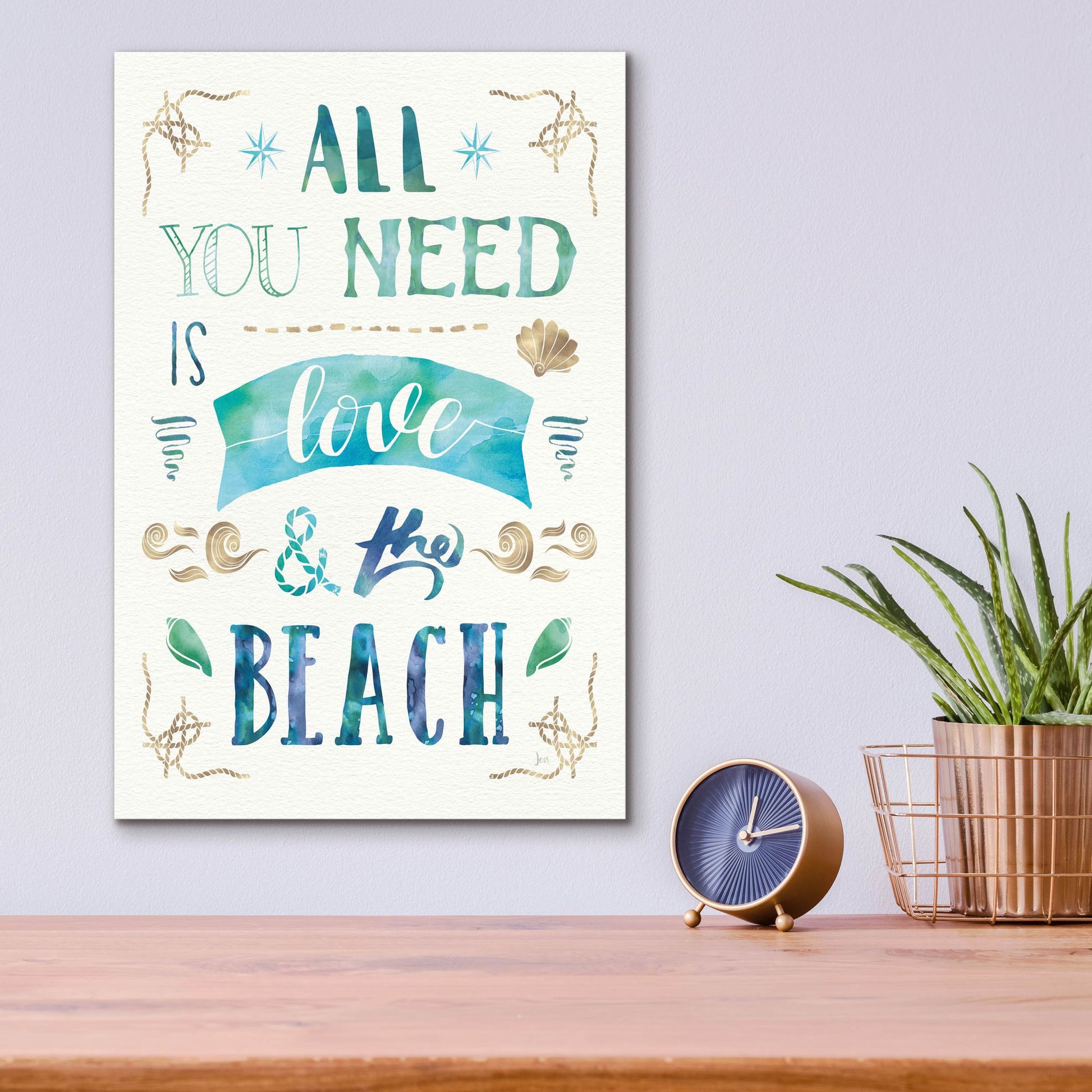 Epic Art 'Love and the Beach I' by Jess Aiken, Acrylic Glass Wall Art,12x16