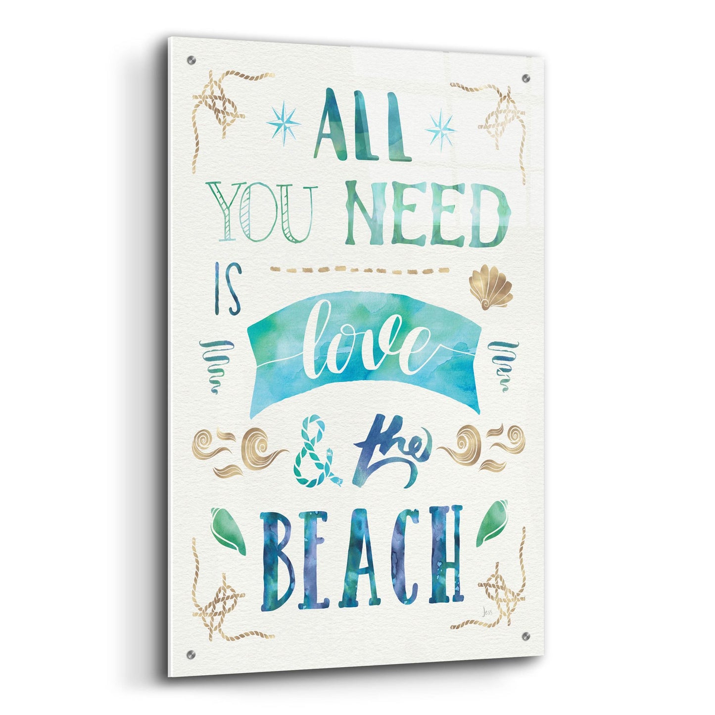 Epic Art 'Love and the Beach I' by Jess Aiken, Acrylic Glass Wall Art,24x36