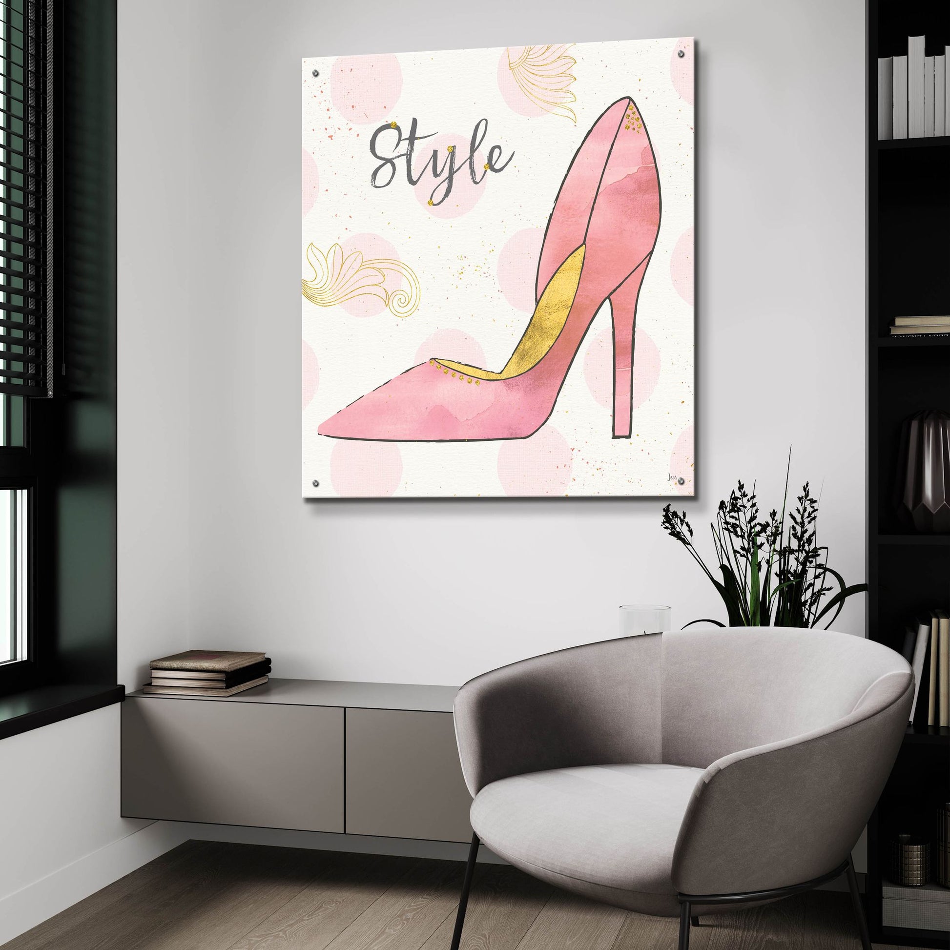 Epic Art 'Fashion Blooms I Pink' by Jess Aiken, Acrylic Glass Wall Art,36x36