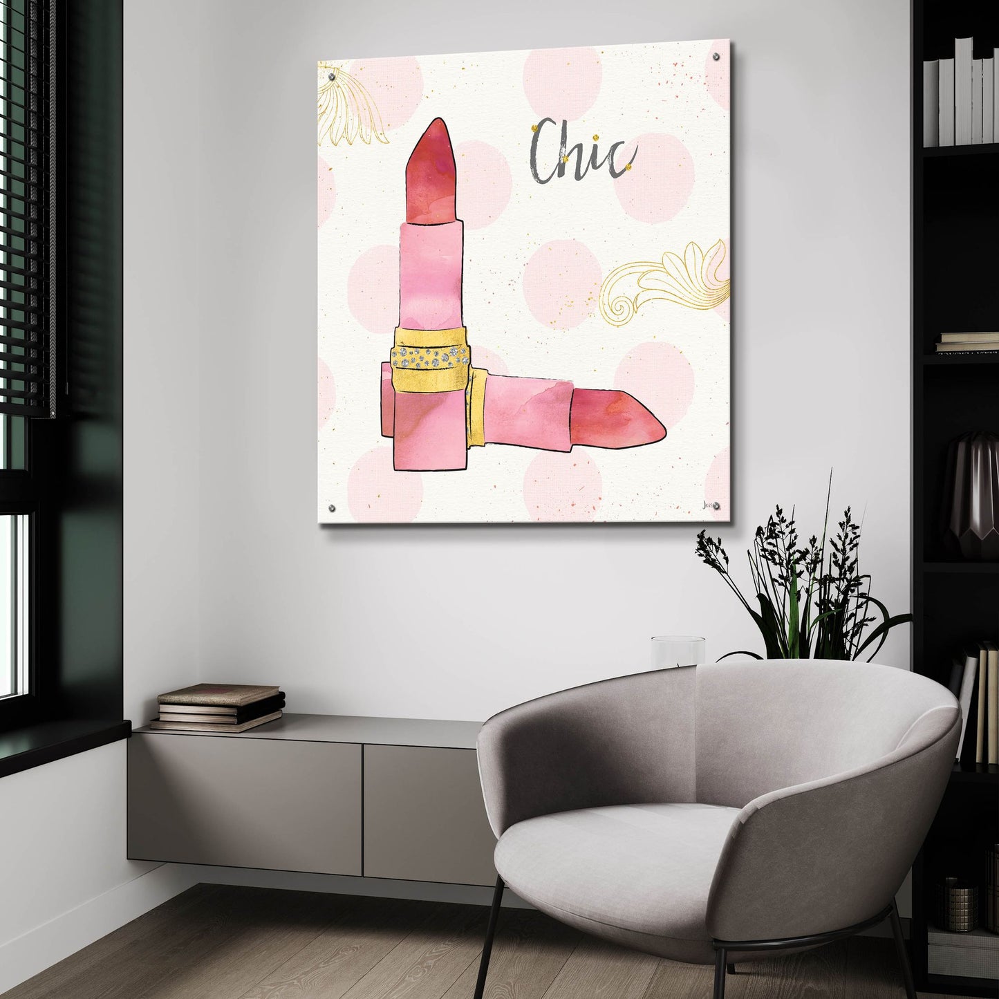 Epic Art 'Fashion Blooms III Pink' by Jess Aiken, Acrylic Glass Wall Art,36x36