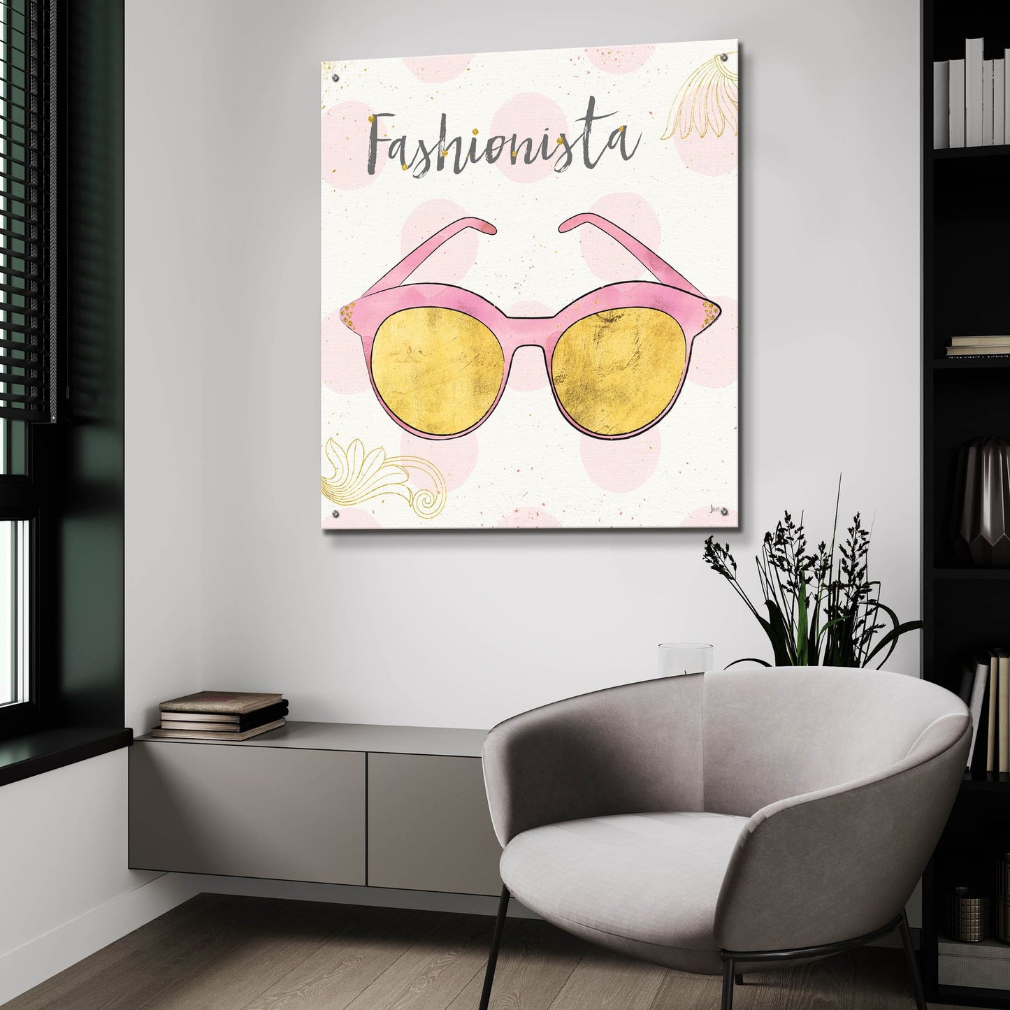 Epic Art 'Fashion Blooms IV Pink' by Jess Aiken, Acrylic Glass Wall Art,36x36