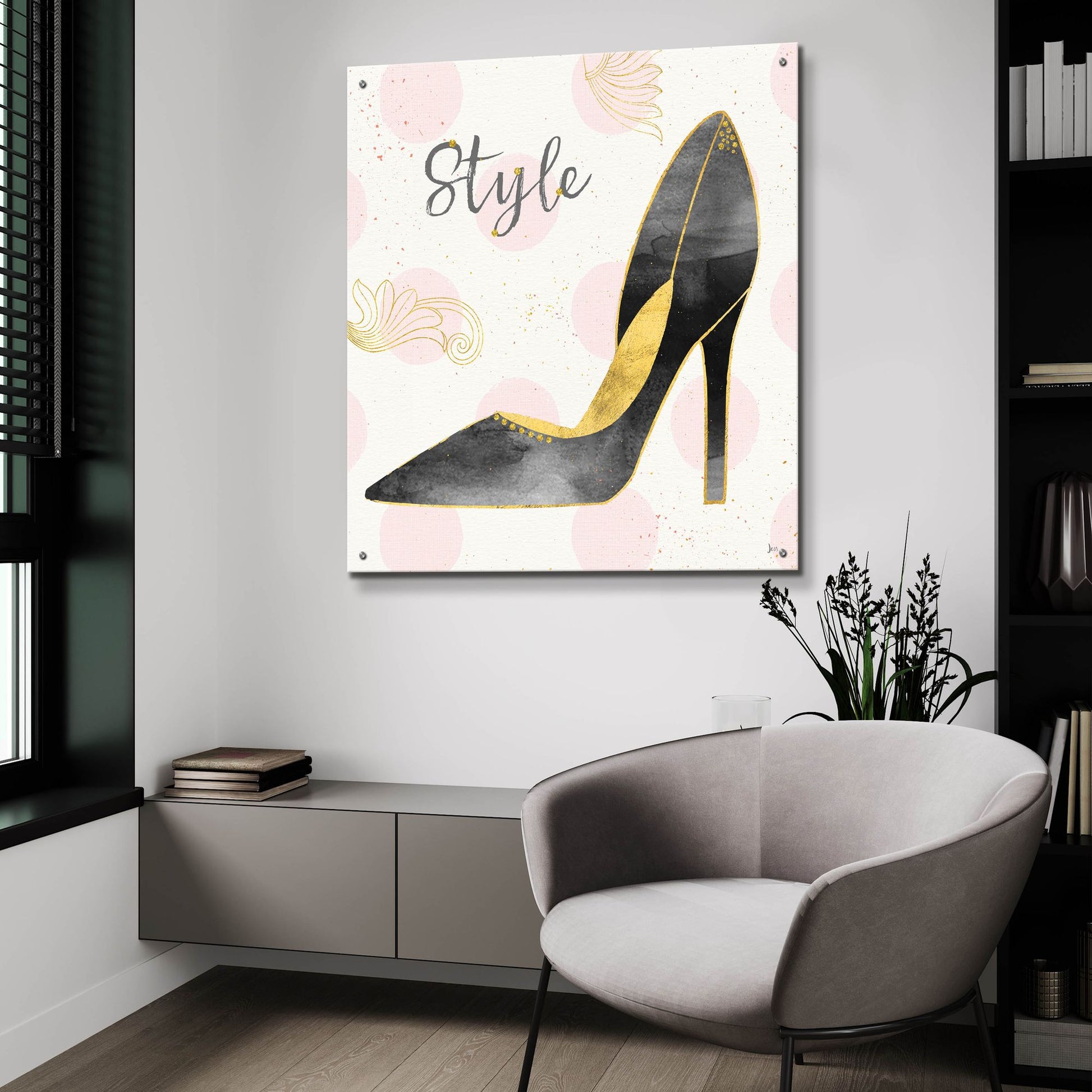 Epic Art 'Fashion Blooms I Black' by Jess Aiken, Acrylic Glass Wall Art,36x36