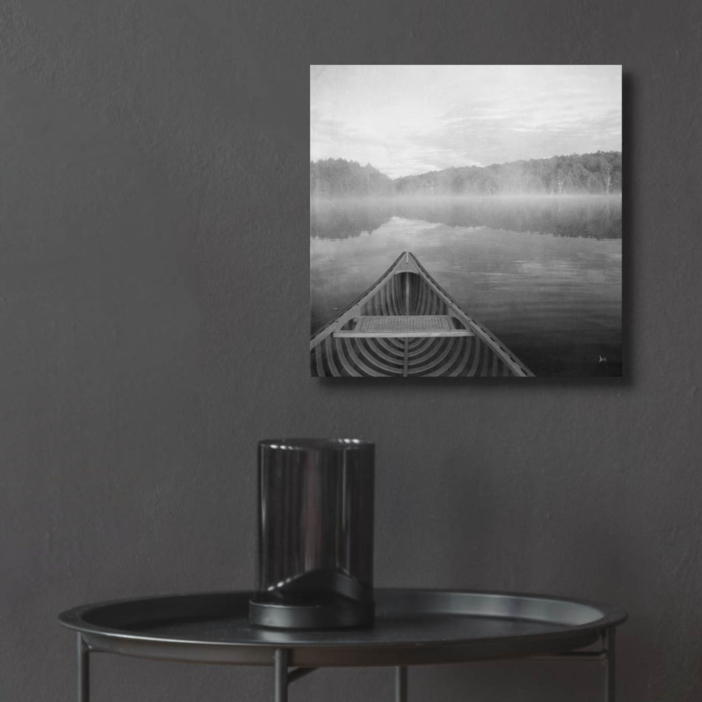 Epic Art 'Calm Waters Canoe I BW' by Jess Aiken, Acrylic Glass Wall Art,12x12