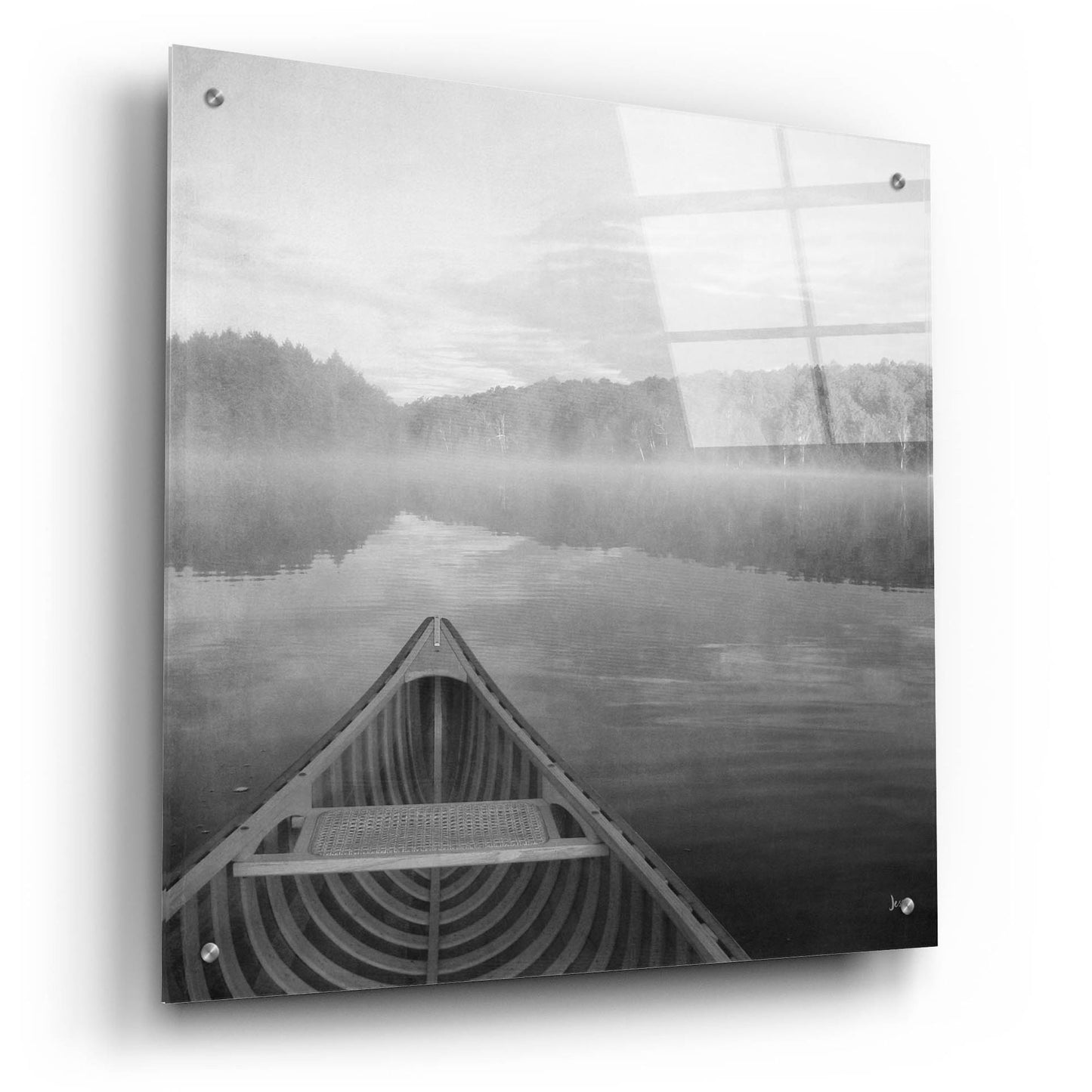 Epic Art 'Calm Waters Canoe I BW' by Jess Aiken, Acrylic Glass Wall Art,24x24