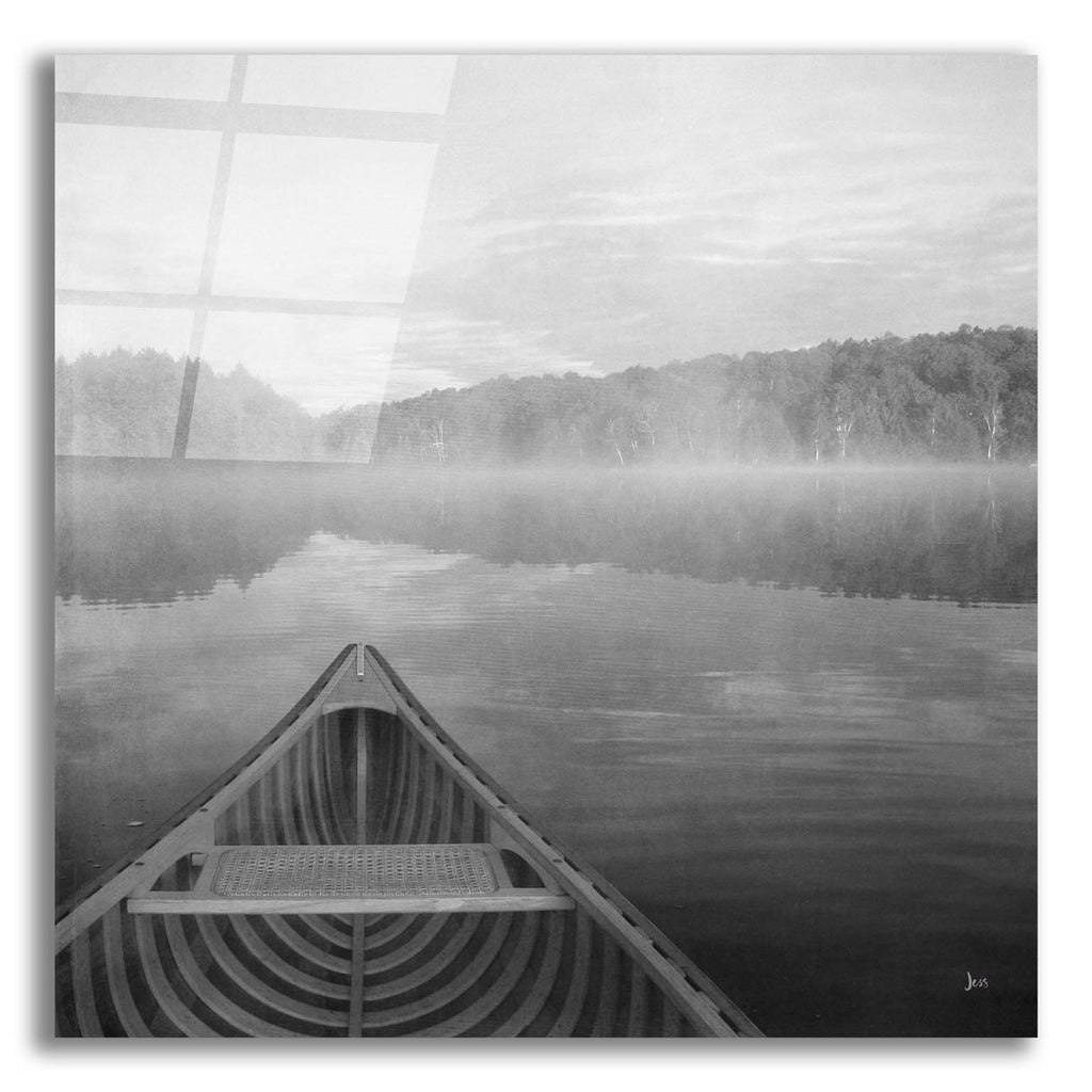 Epic Art 'Calm Waters Canoe I BW' by Jess Aiken, Acrylic Glass Wall Art