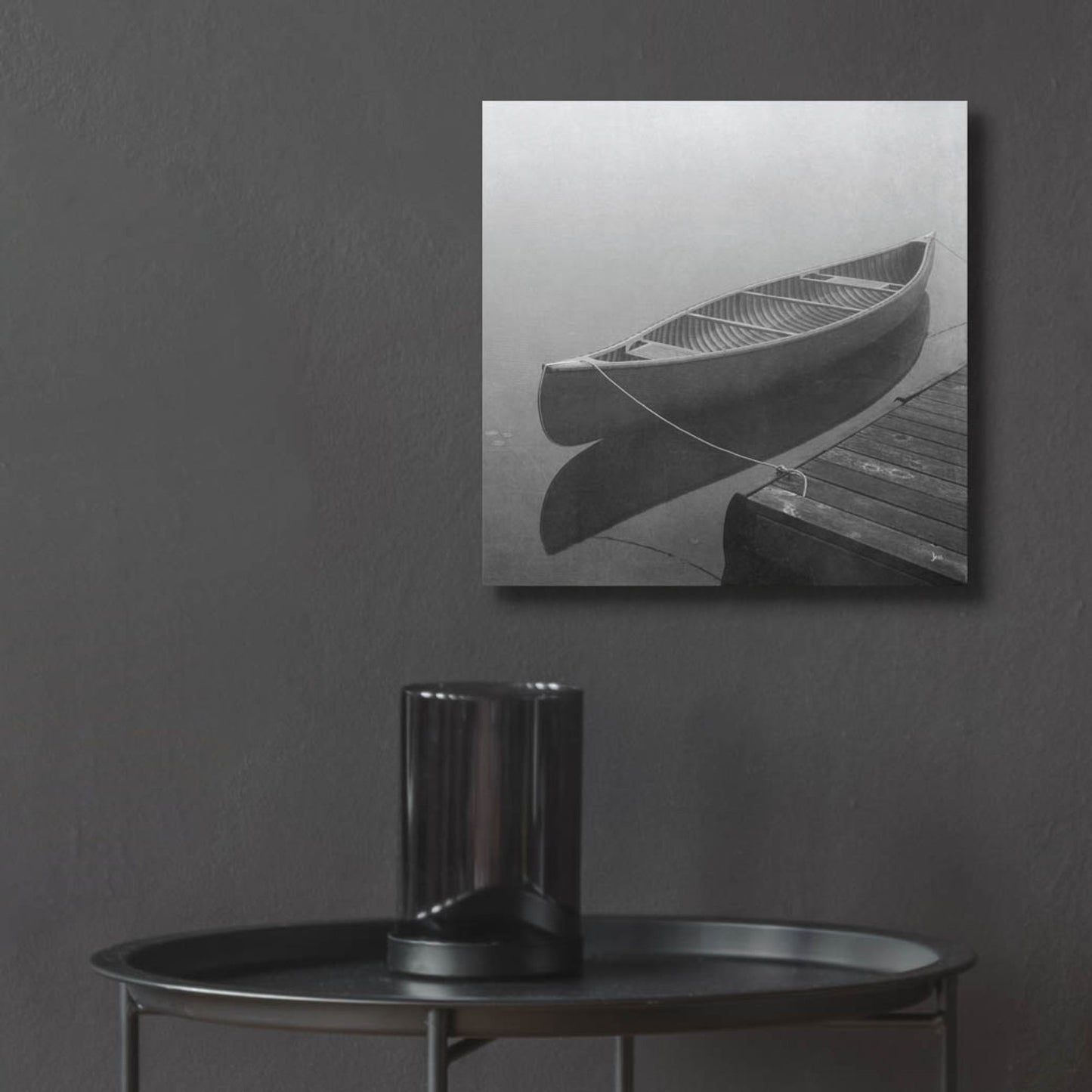 Epic Art 'Calm Waters Canoe II BW' by Jess Aiken, Acrylic Glass Wall Art,12x12