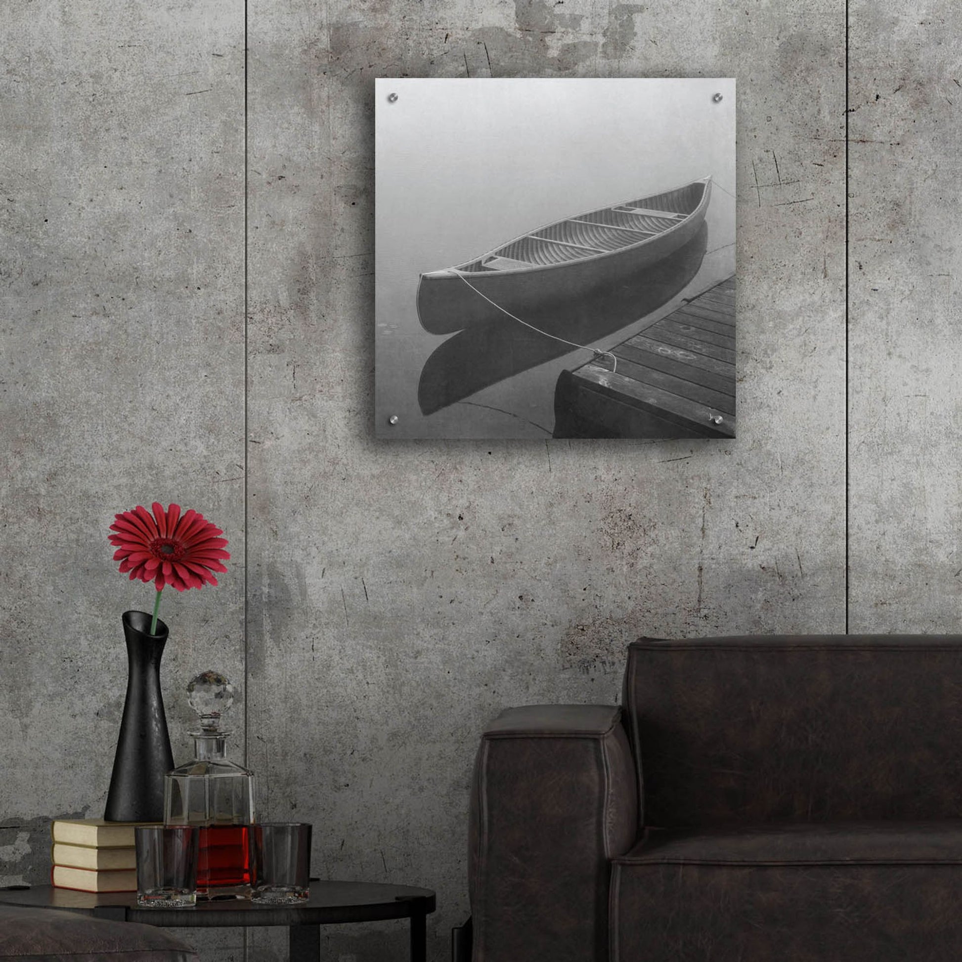 Epic Art 'Calm Waters Canoe II BW' by Jess Aiken, Acrylic Glass Wall Art,24x24