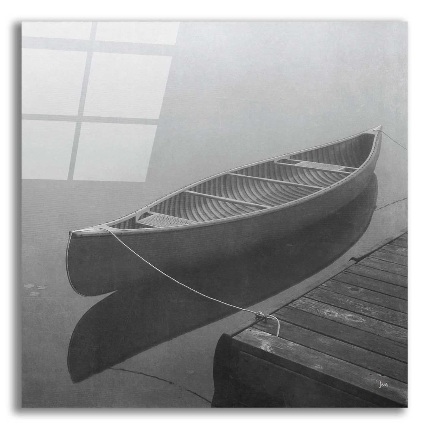 Epic Art 'Calm Waters Canoe II BW' by Jess Aiken, Acrylic Glass Wall Art