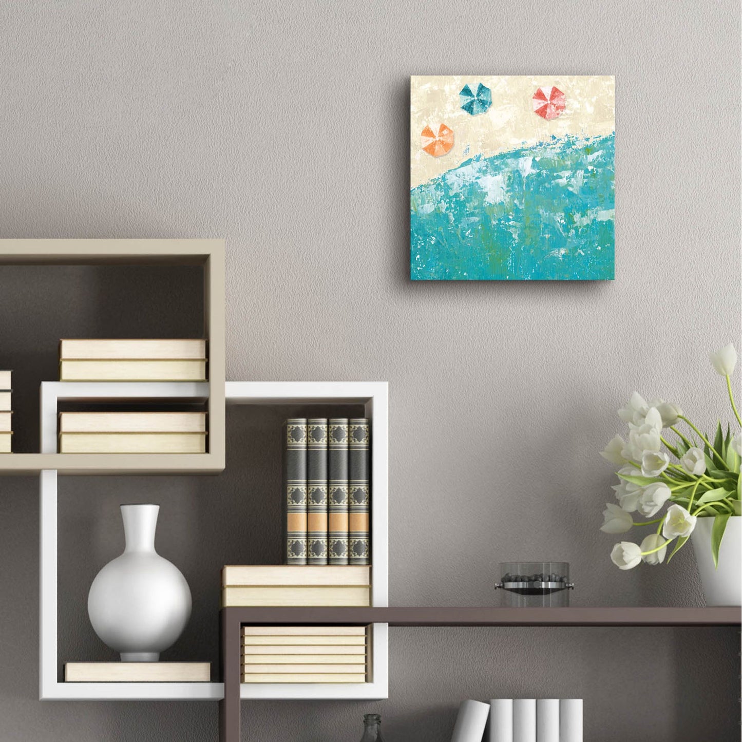 Epic Art 'Beach Days' by Sarah Adams, Acrylic Glass Wall Art,12x12