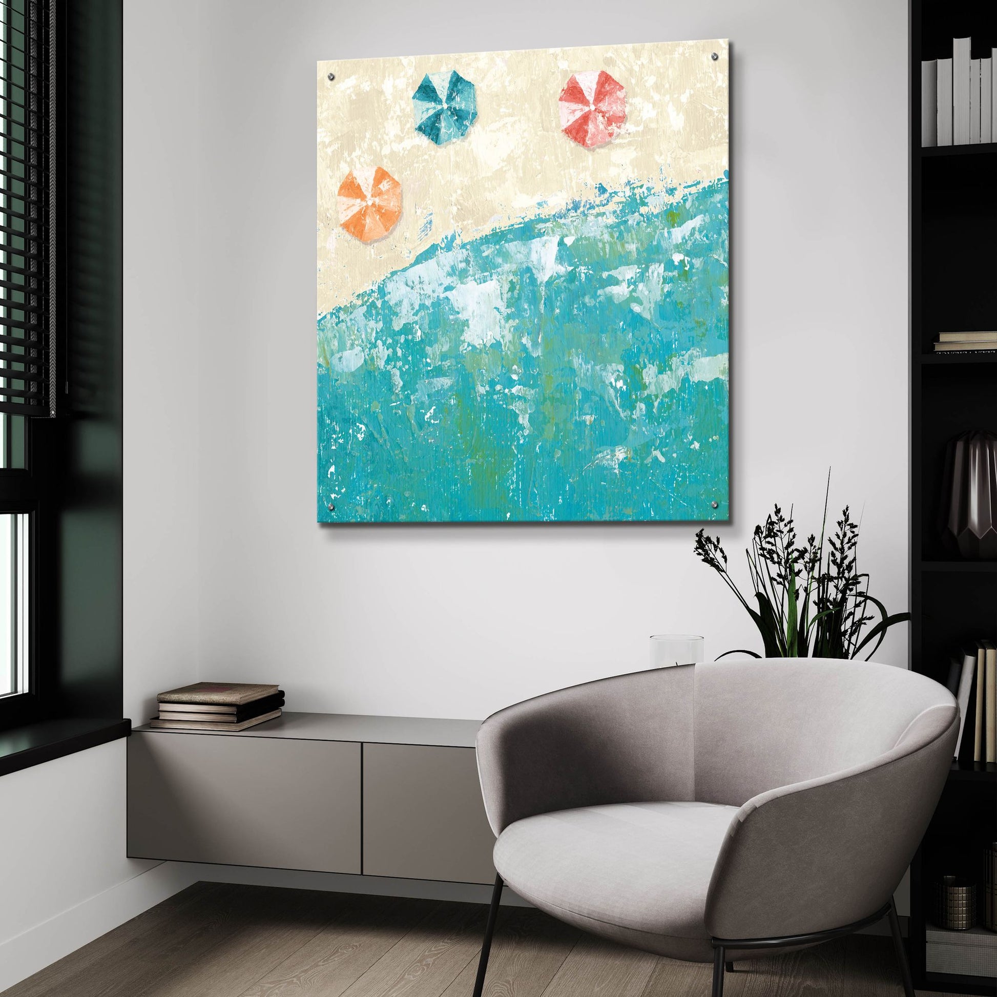 Epic Art 'Beach Days' by Sarah Adams, Acrylic Glass Wall Art,36x36