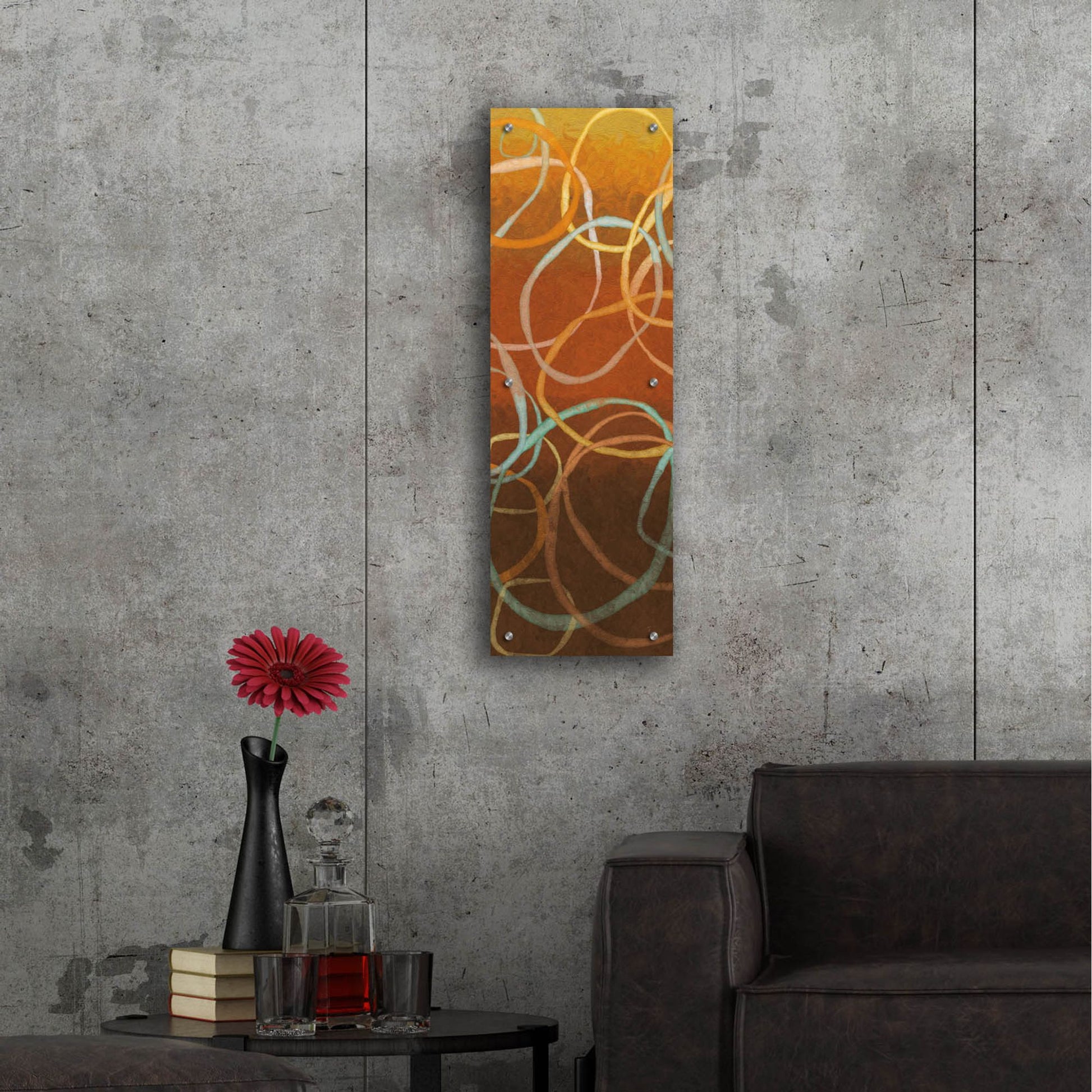 Epic Art 'Square Dancing Circles I' by Sarah Adams, Acrylic Glass Wall Art,12x36