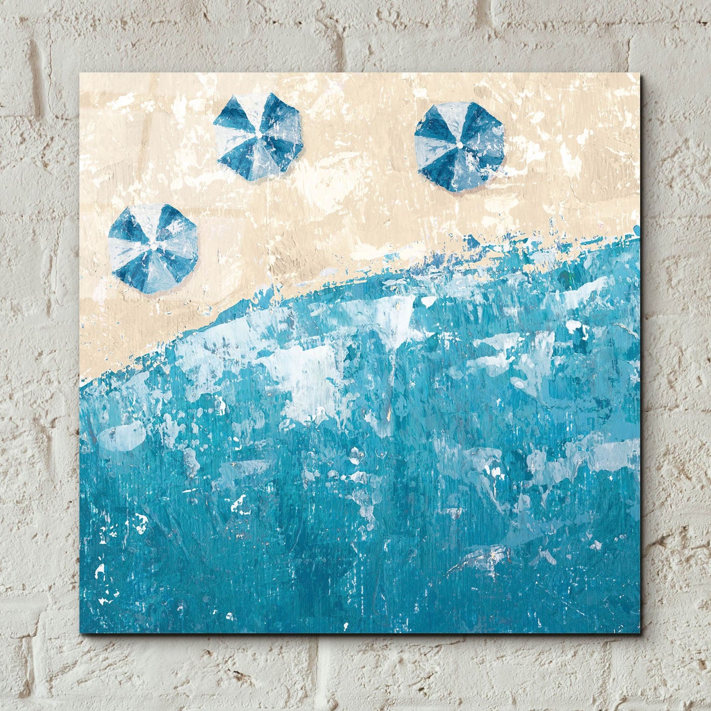 Epic Art 'Beach Days Blue' by Sarah Adams, Acrylic Glass Wall Art,12x12