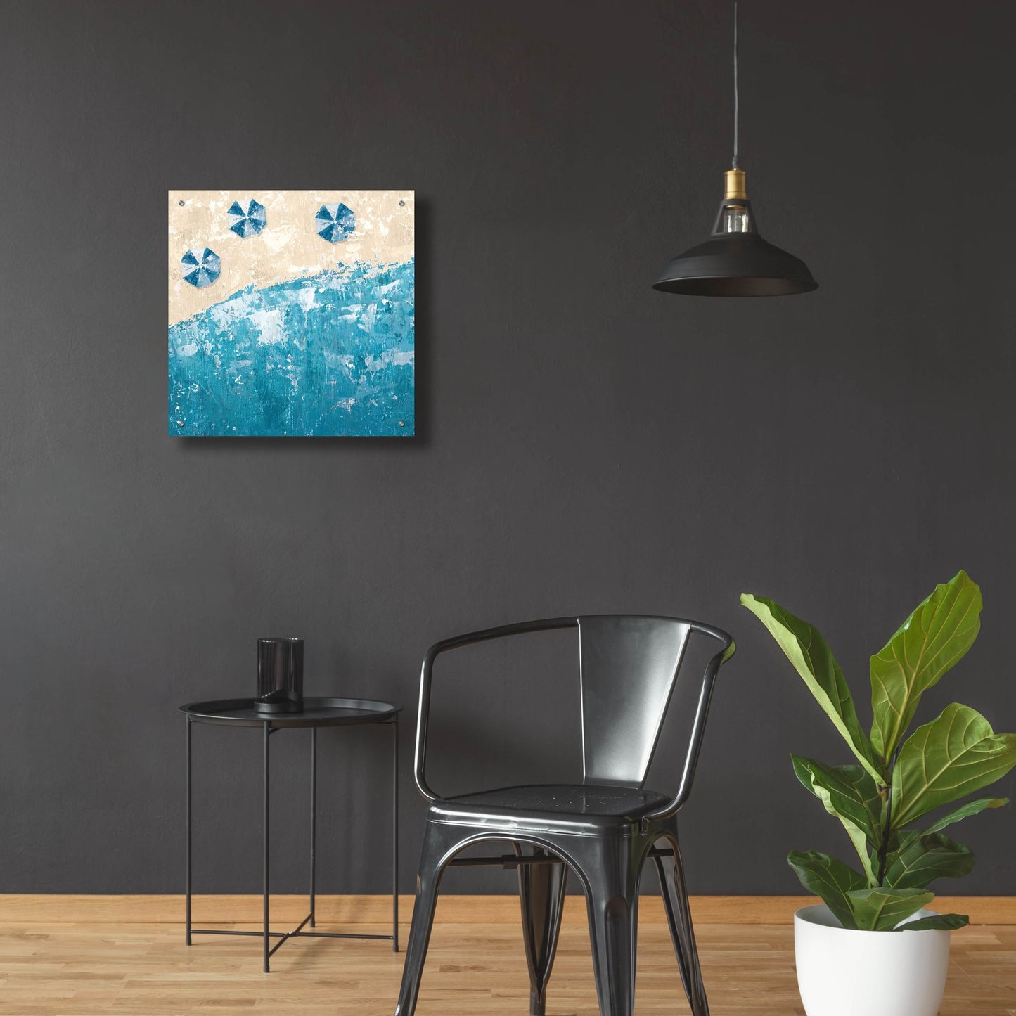 Epic Art 'Beach Days Blue' by Sarah Adams, Acrylic Glass Wall Art,24x24