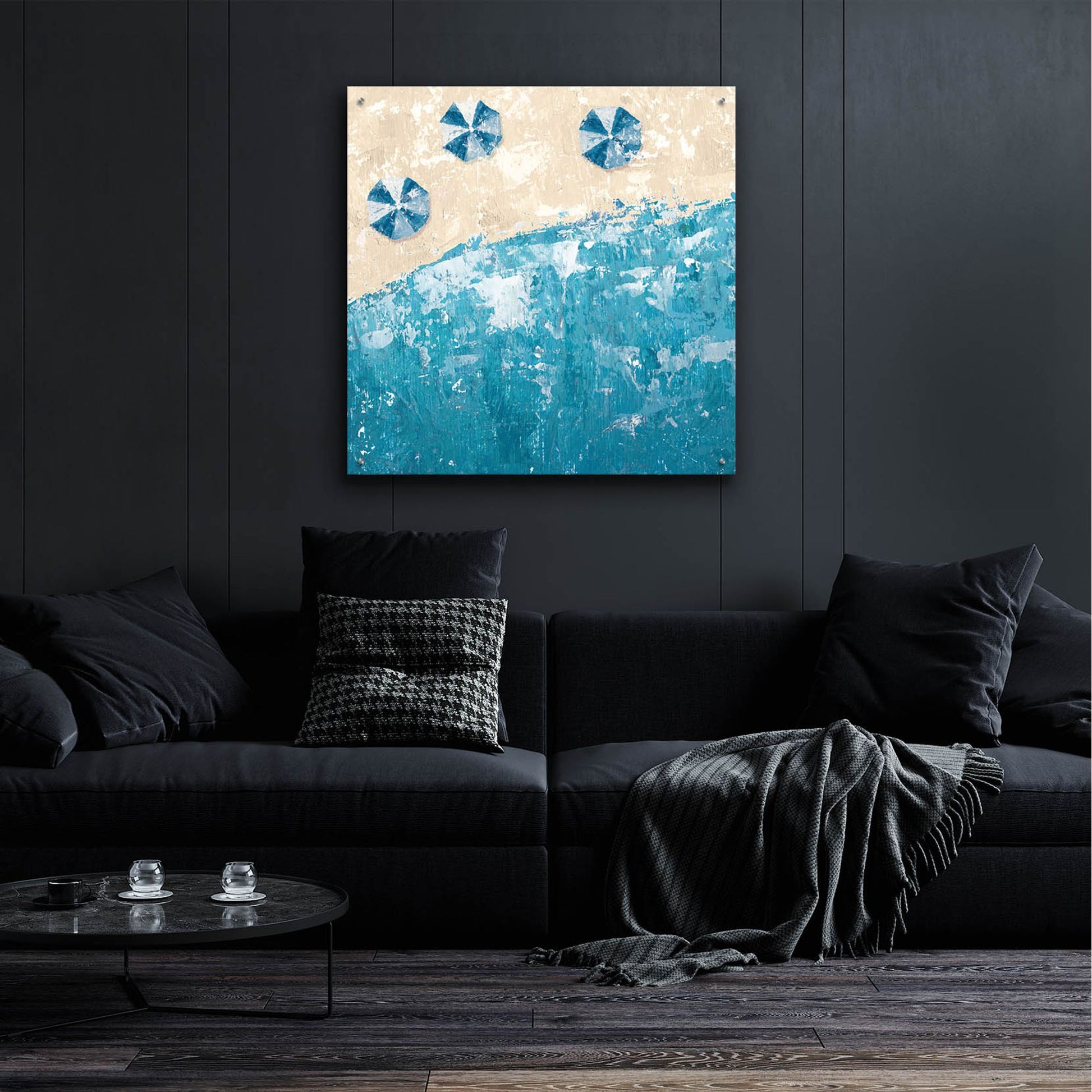 Epic Art 'Beach Days Blue' by Sarah Adams, Acrylic Glass Wall Art,36x36