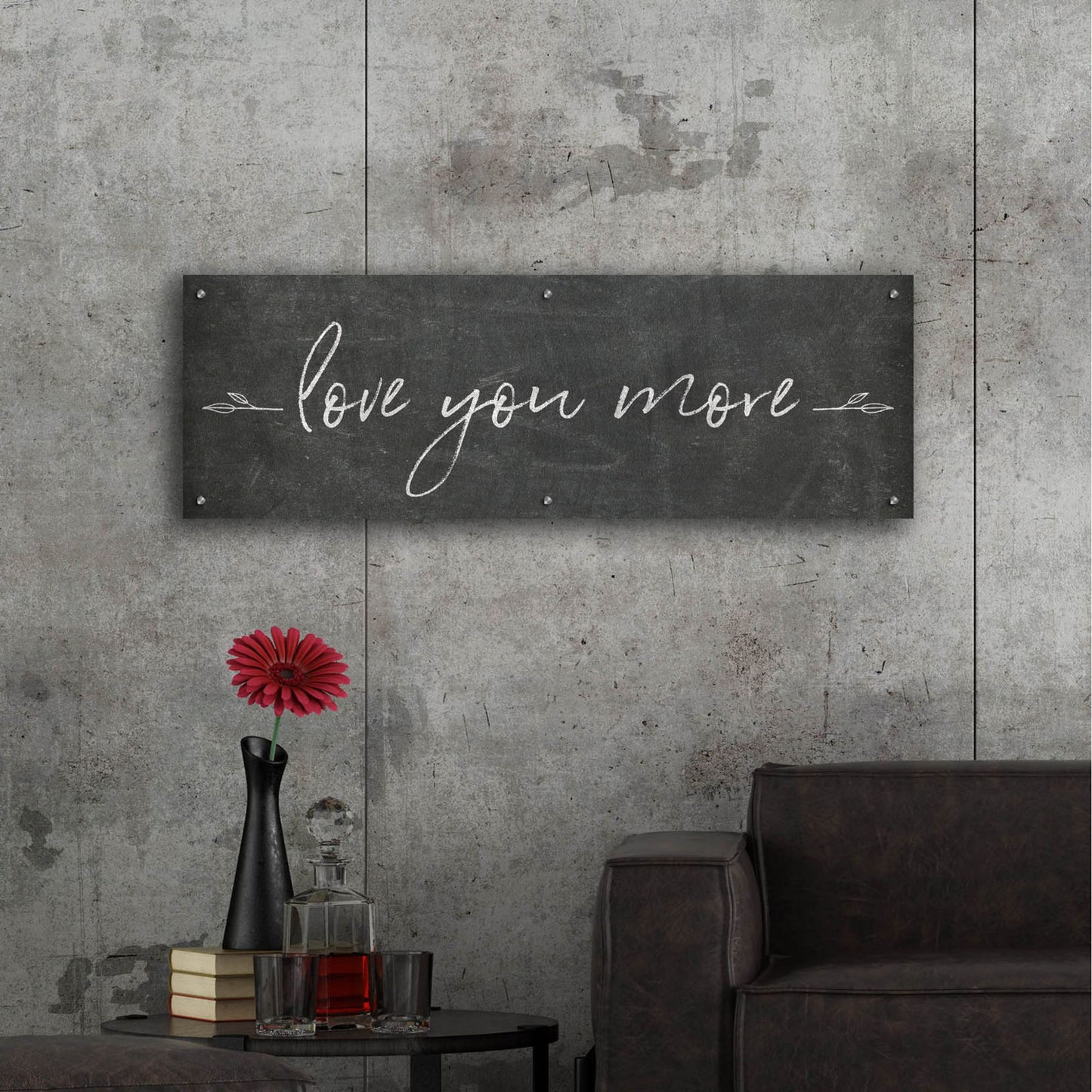 Epic Art 'Love You More' by Sarah Adams, Acrylic Glass Wall Art,48x16