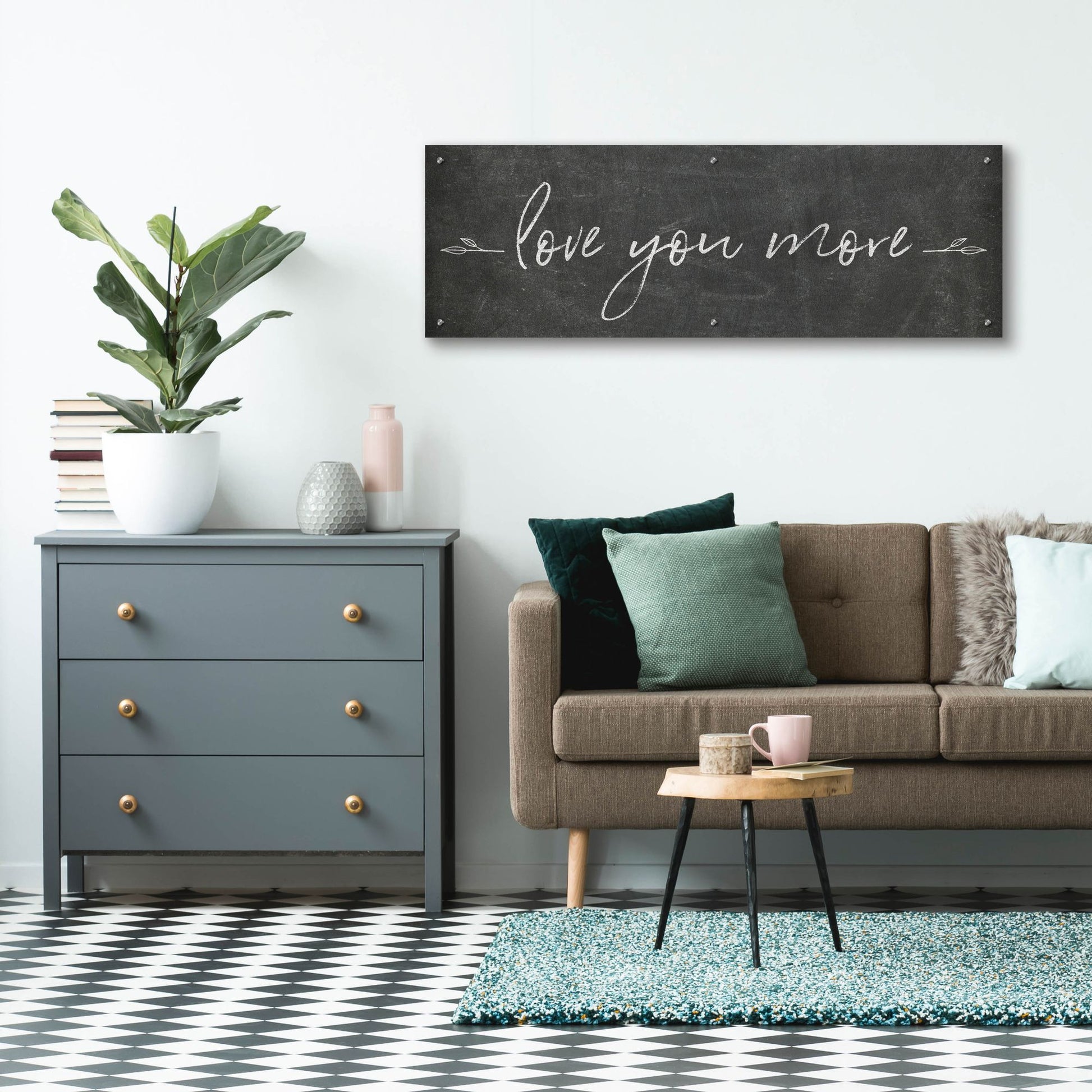 Epic Art 'Love You More' by Sarah Adams, Acrylic Glass Wall Art,48x16