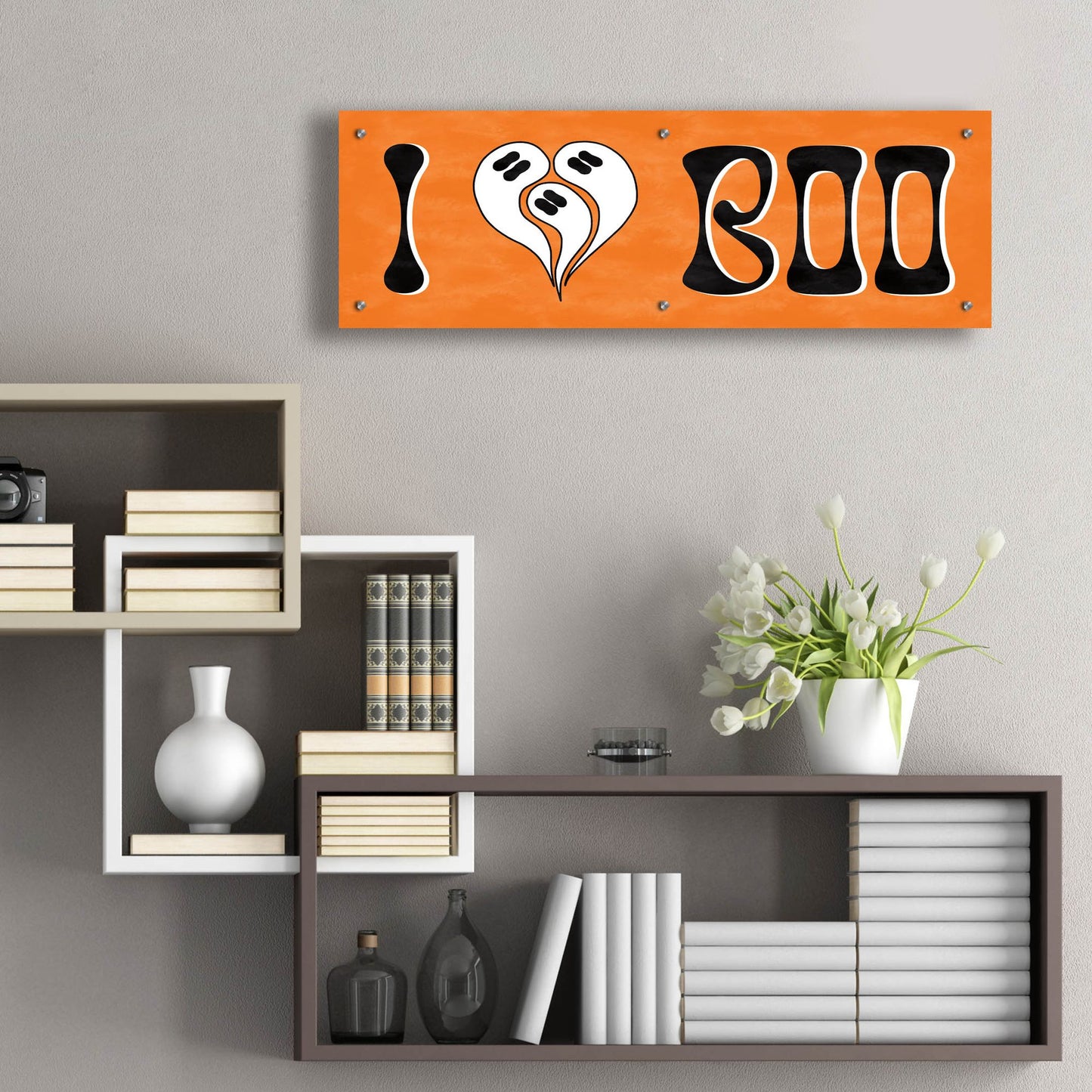 Epic Art 'Hey Boo I' by Sarah Adams, Acrylic Glass Wall Art,36x12